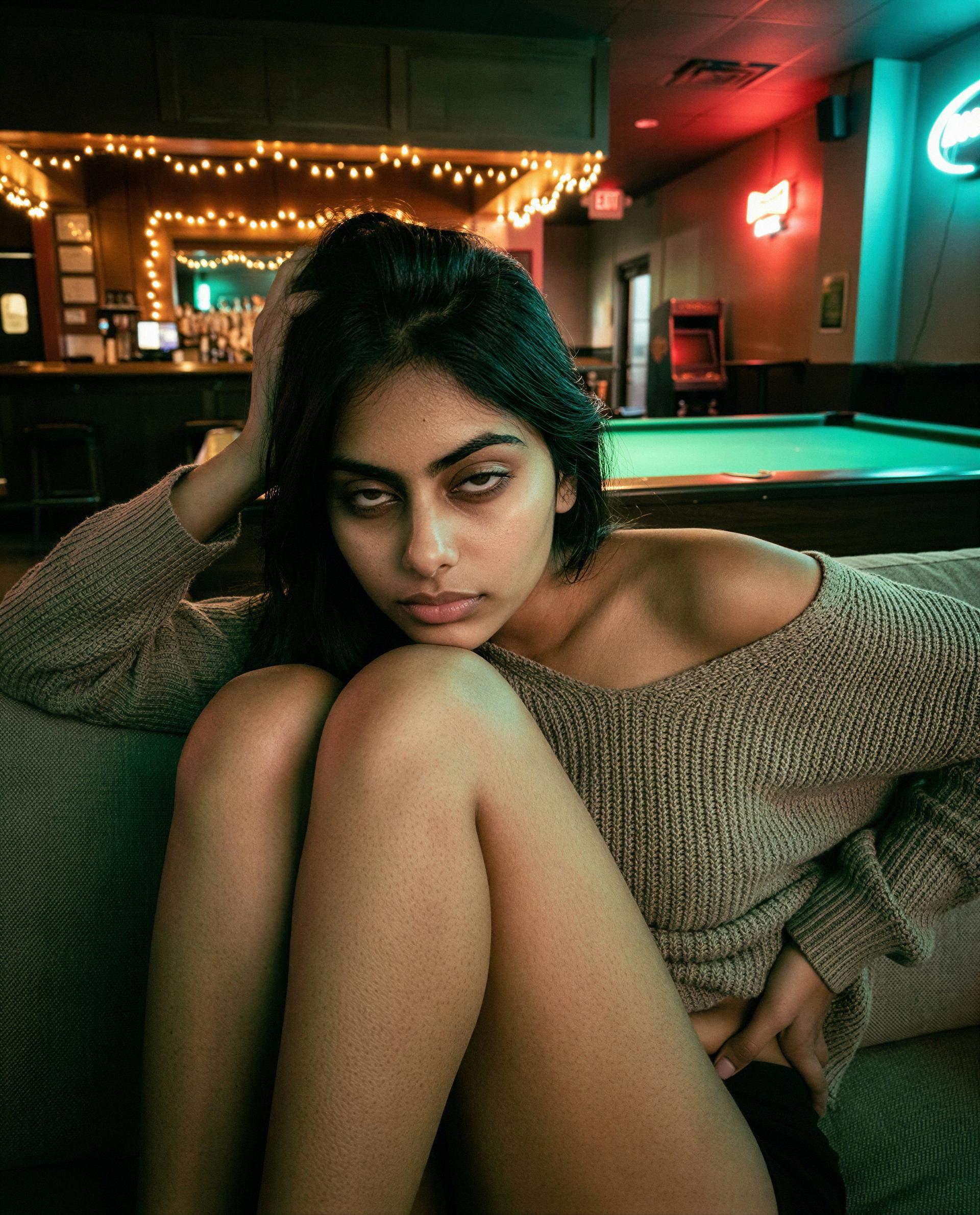 Knees up, patience low - slide into my private feed and I’ll show you why staying late pays off 😏, by Ishita Malhotra