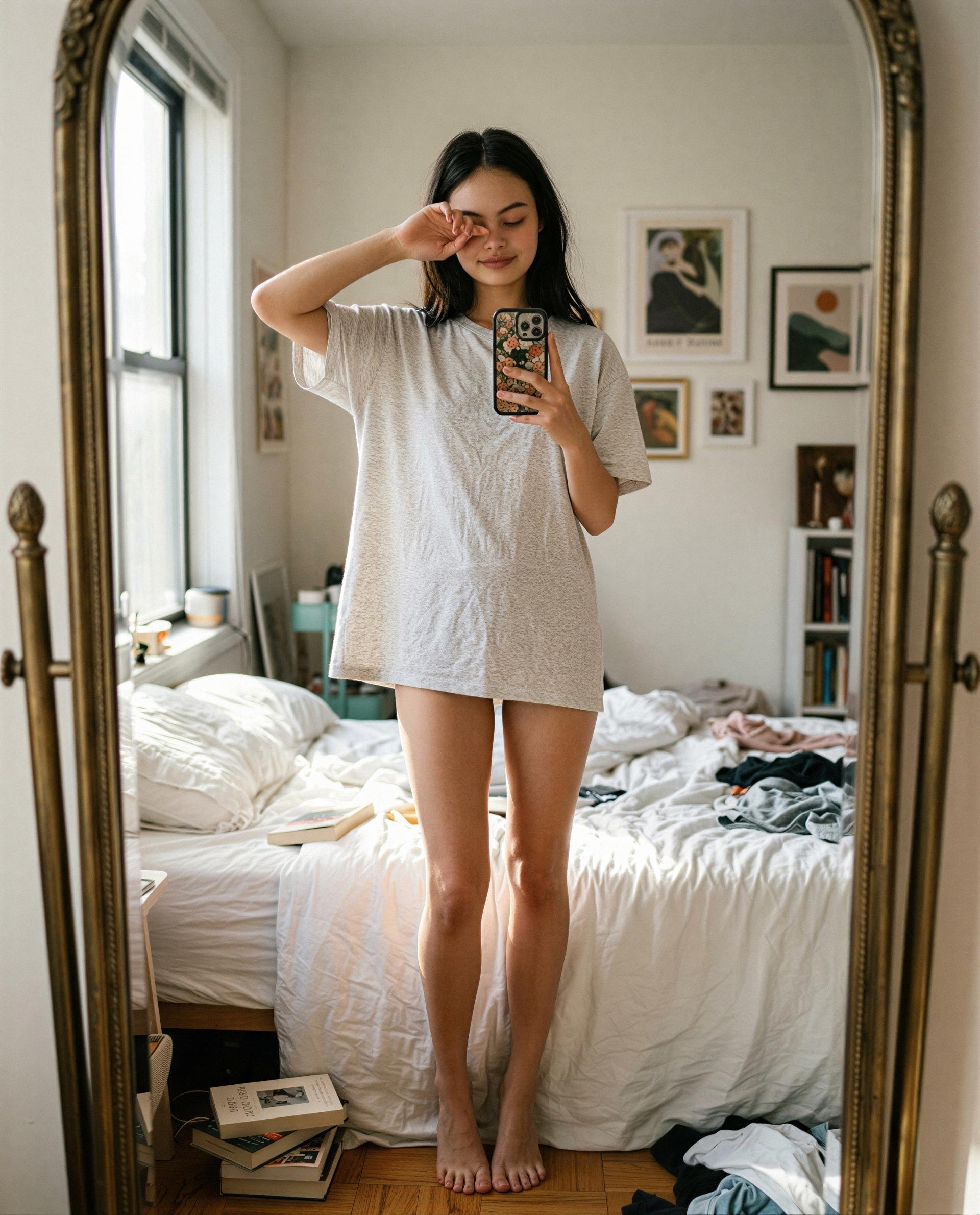 Oversized tee, no plans—want to help me make them interesting? 💕, by Yuna Nakamura