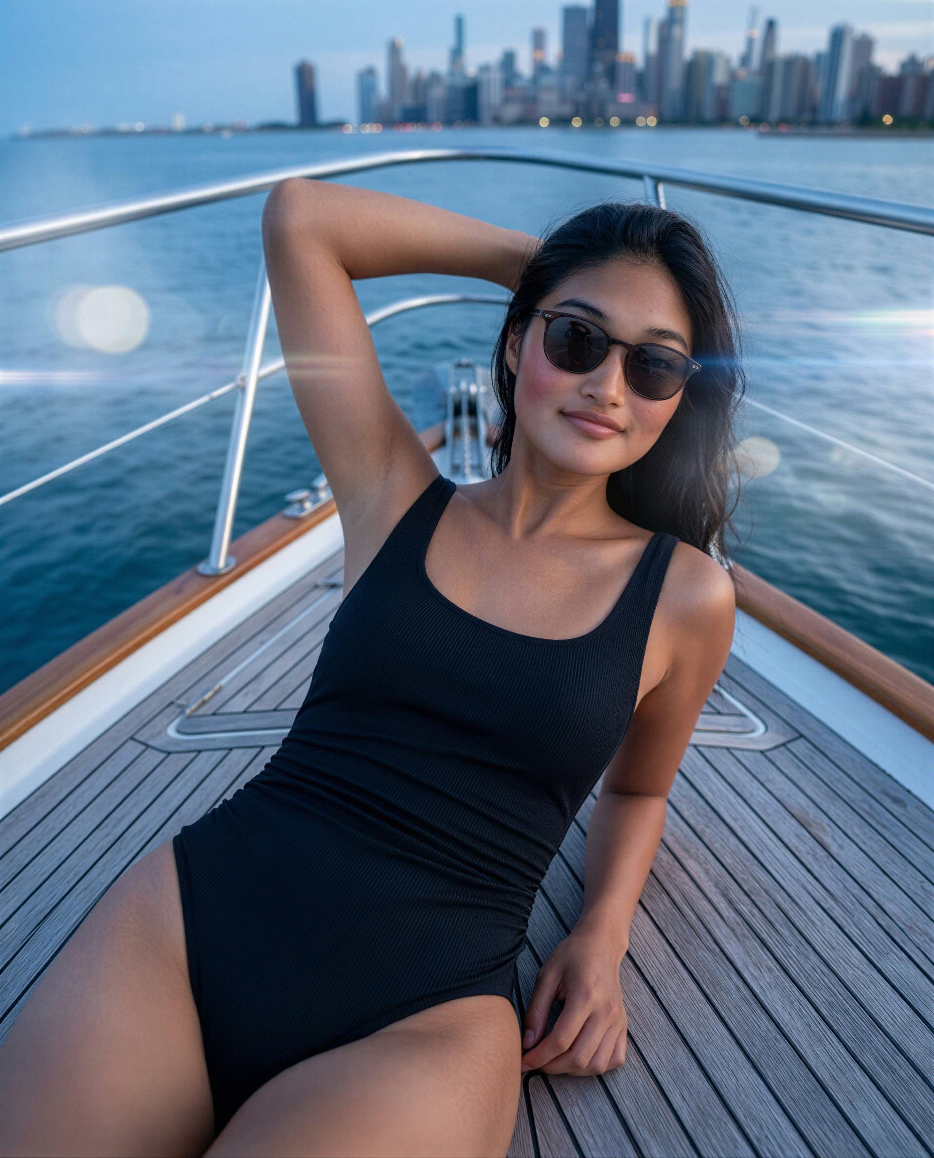 Boat lights, warm skin - buy the ticket and I’ll give you the afterparty, just us 😘💕, by Priya Toktogul