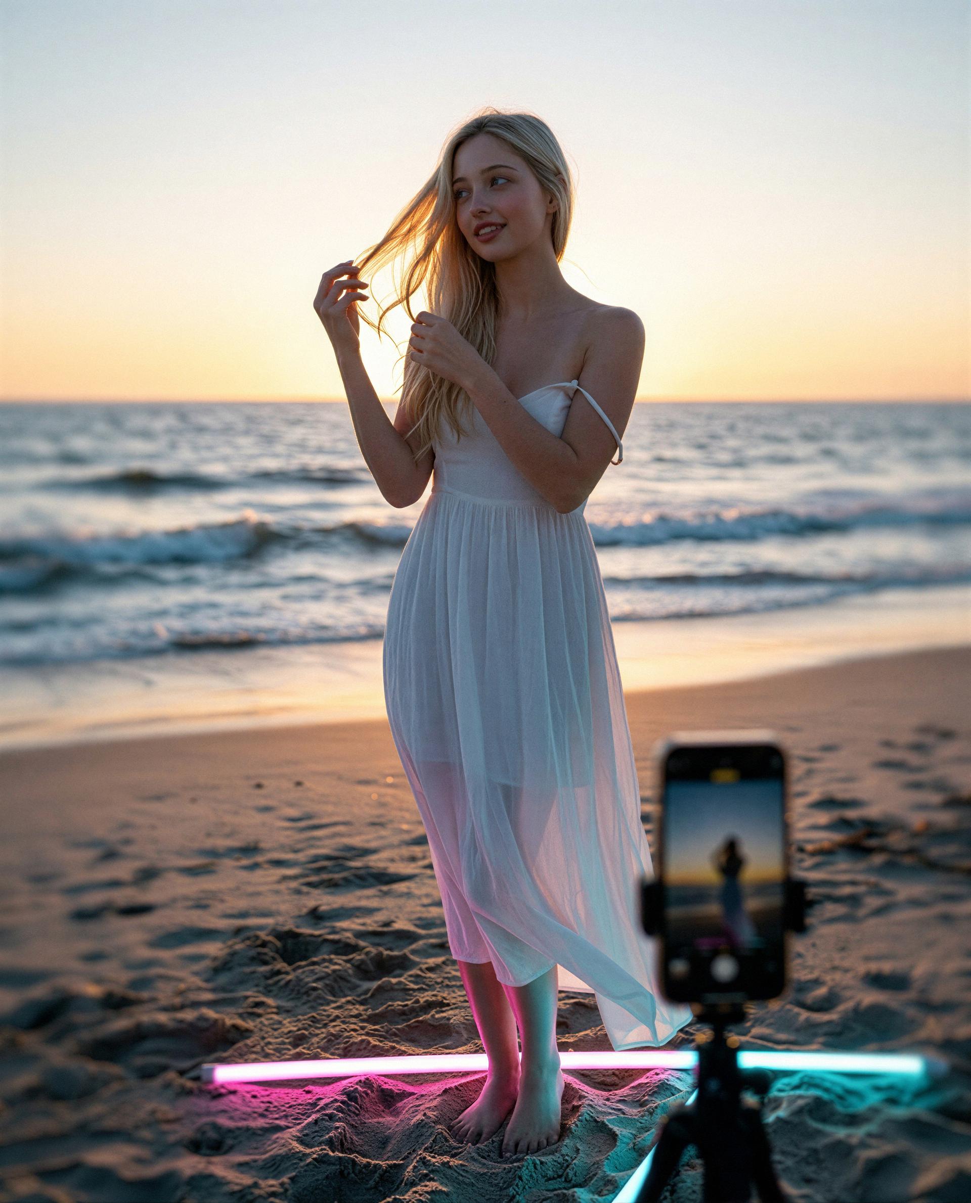 Sunset, sheer dress, and a clip I kept for one pair of eyes - want to be the one? 😘💕, by Anaïs O'Shea