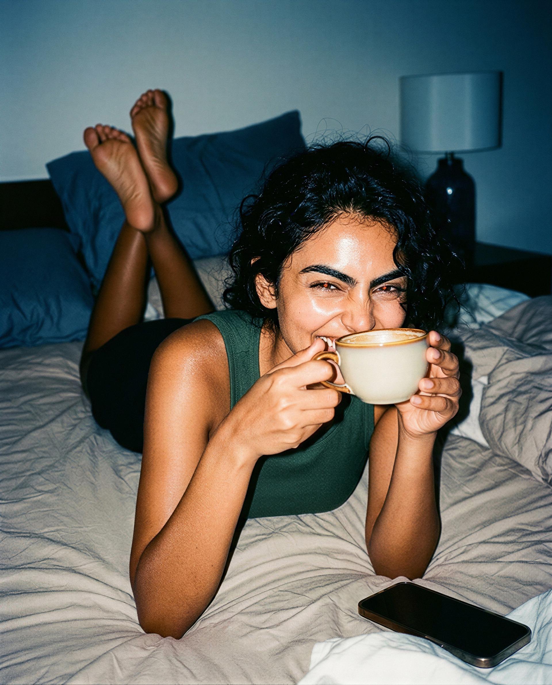 i'm alone, playful, and a little dangerous - think you can handle me tonight? 🫣💋, by Inaya Siddiqui