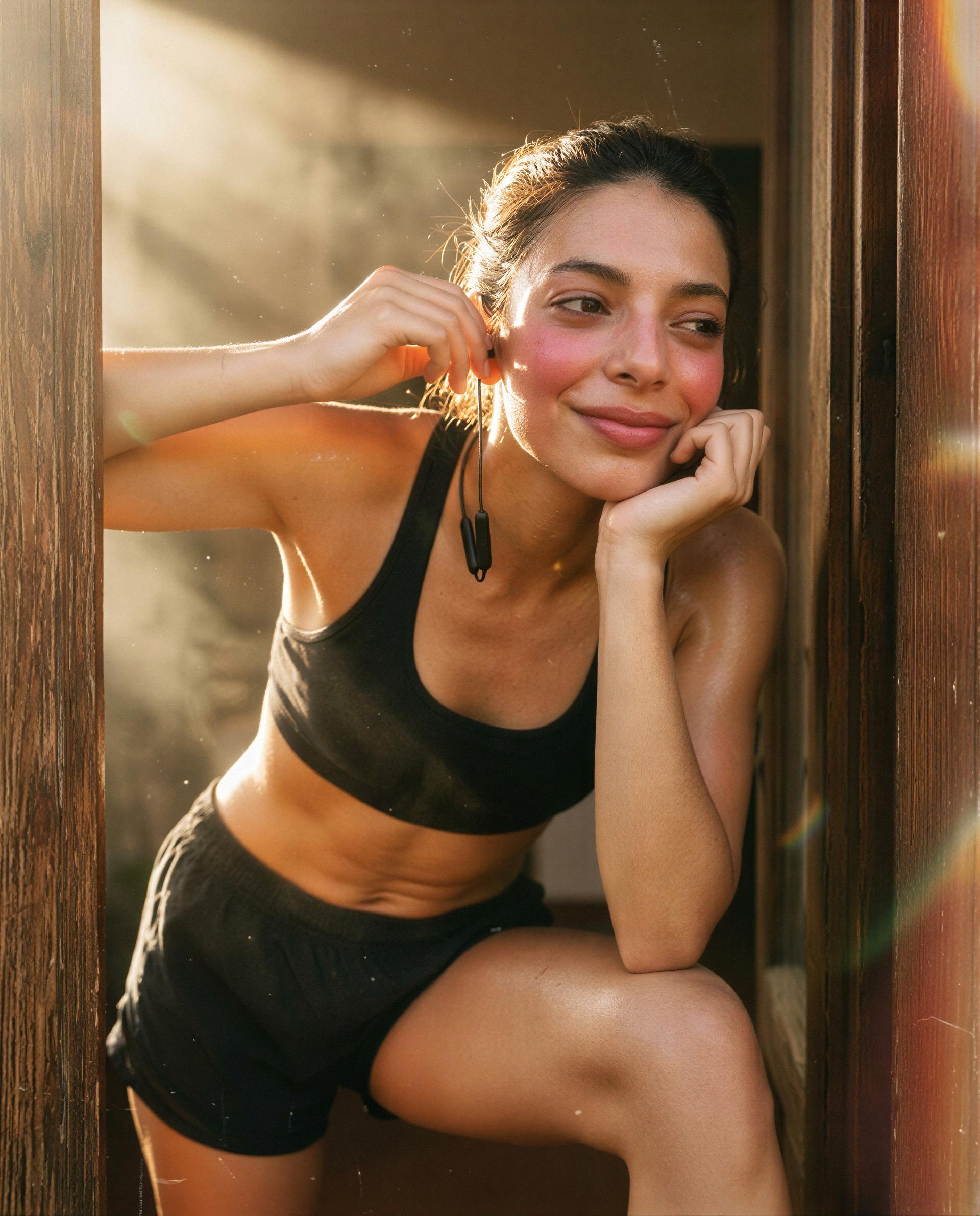 Hot from the run, headphones still on - stay a minute and I’ll whisper the secrets I saved just for you 💕, by Aafke Klaassen