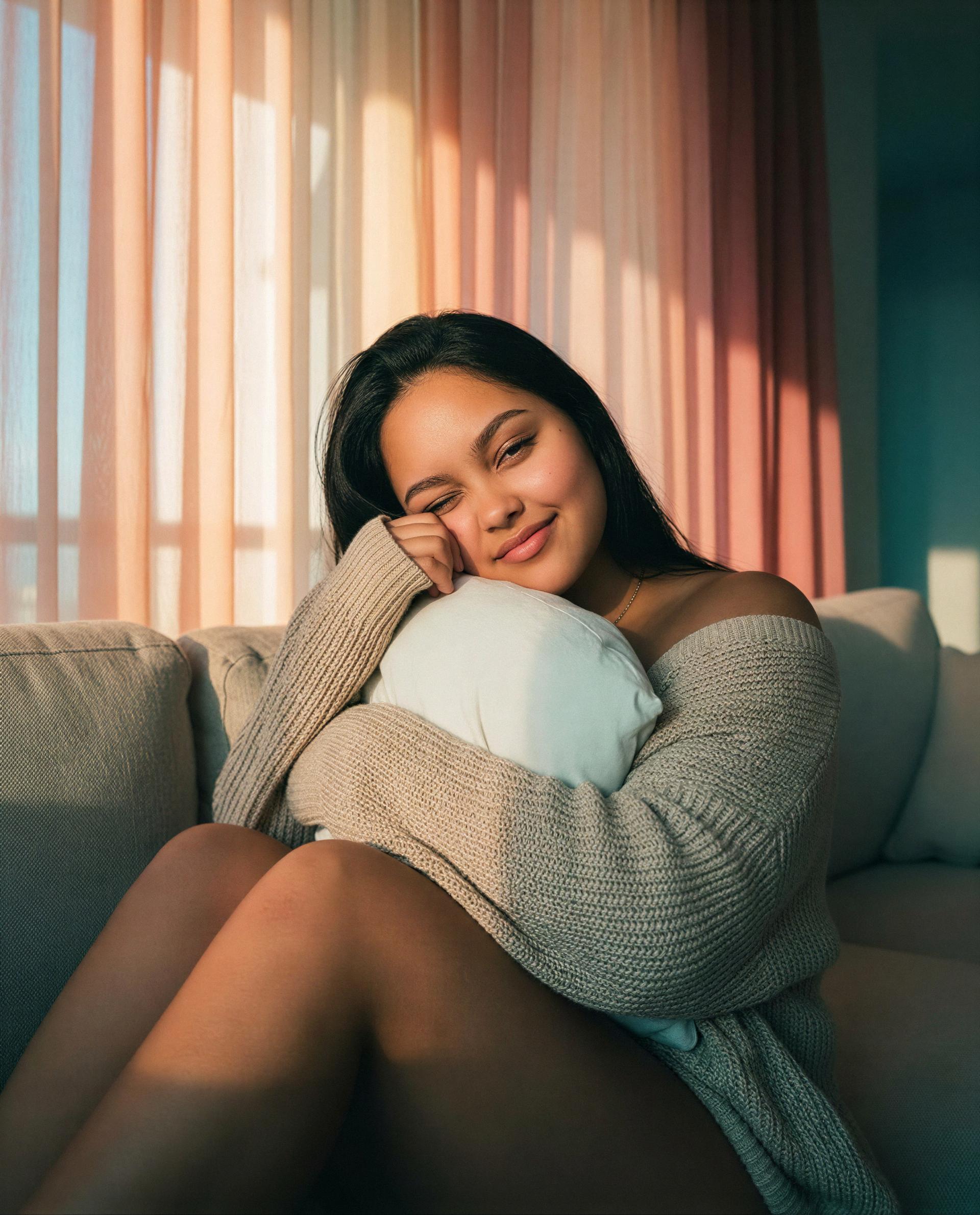 Pillow, sweater, and me—pay to see what comes next 😘💋🔥💕, by Maia Rios