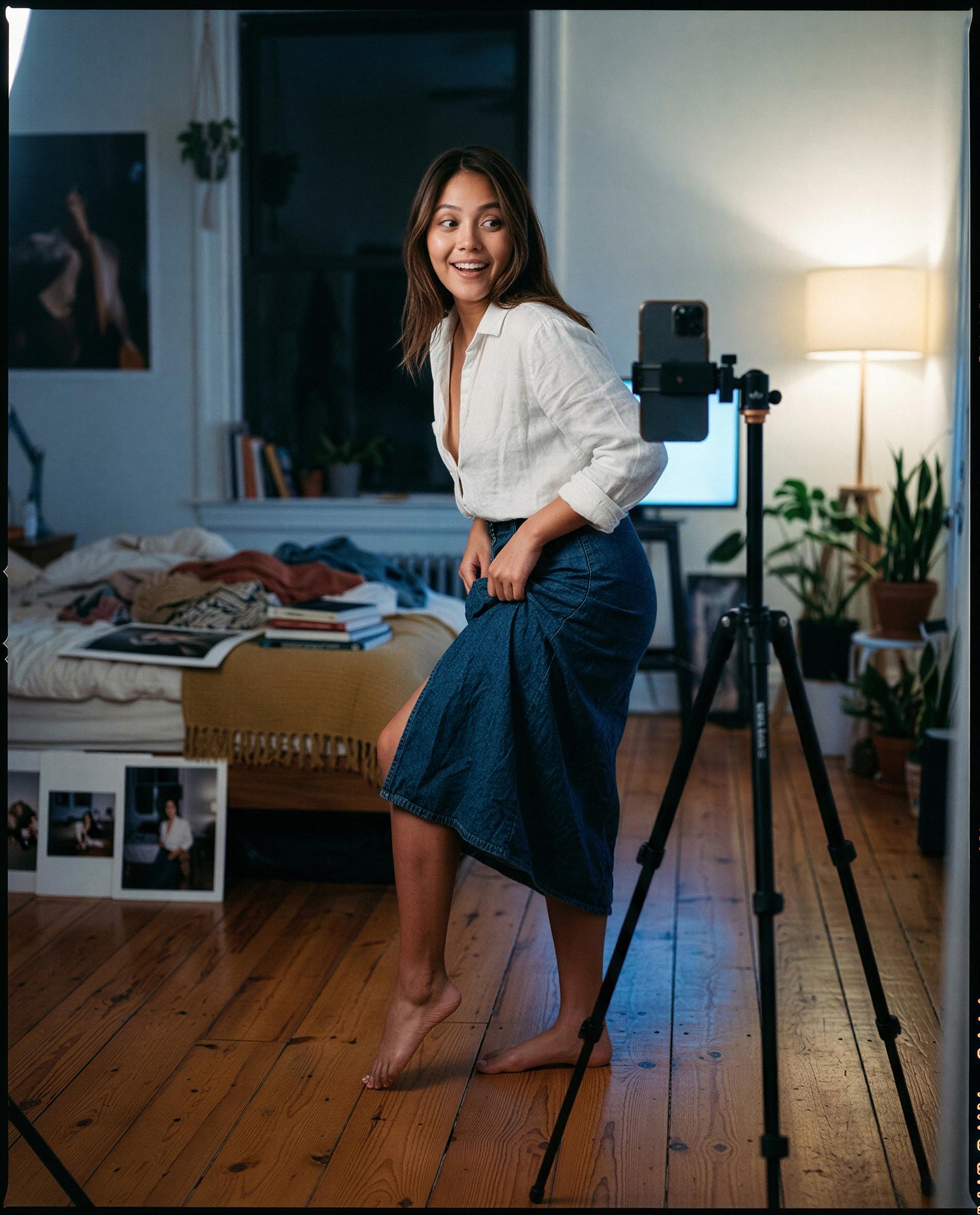 I've got a skirt that wants attention and a smile with your name on it—come claim both? 😘, by Yaritza Quispe