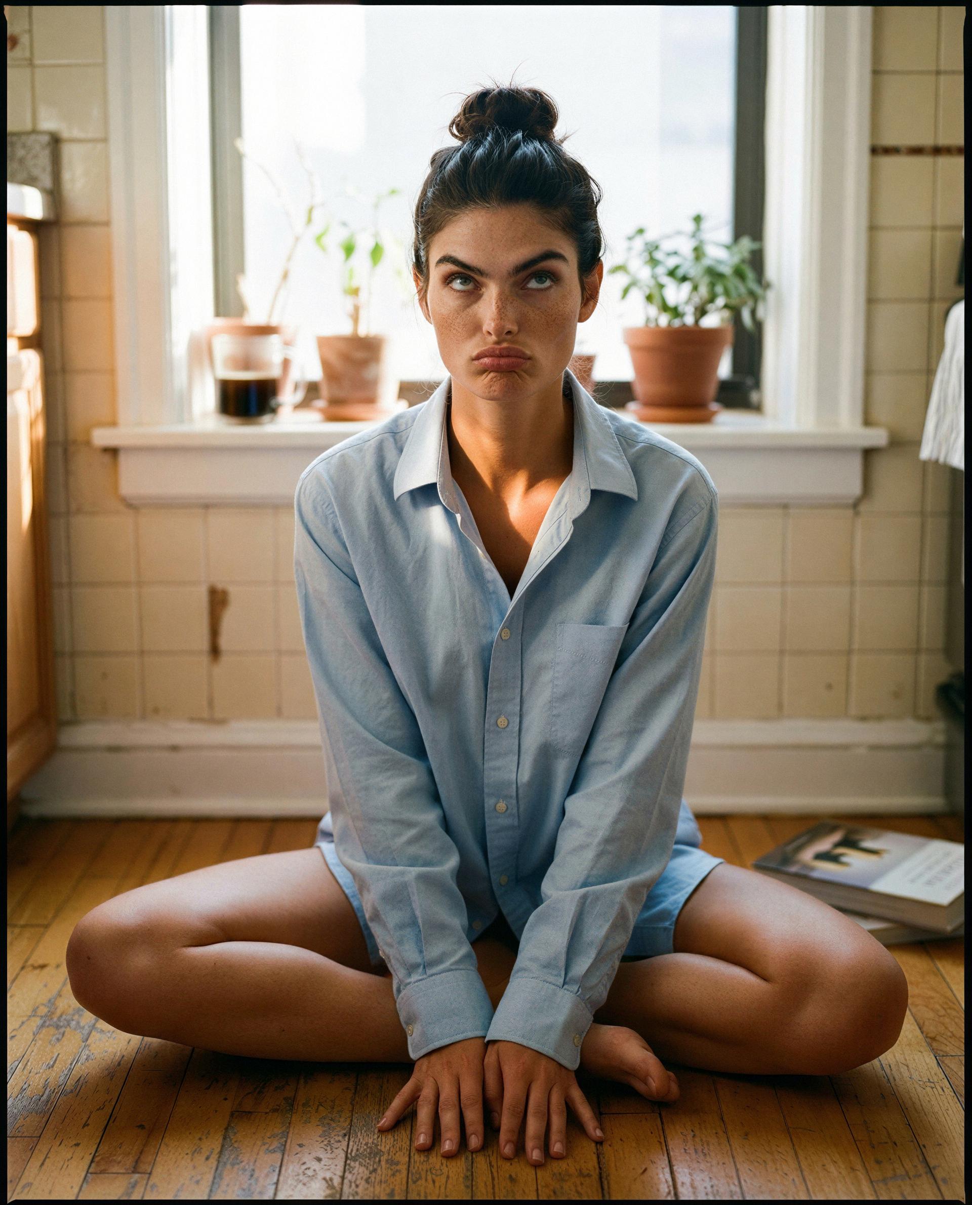 Button-down energy, wild intentions. 😏, by Lucy McCarthy