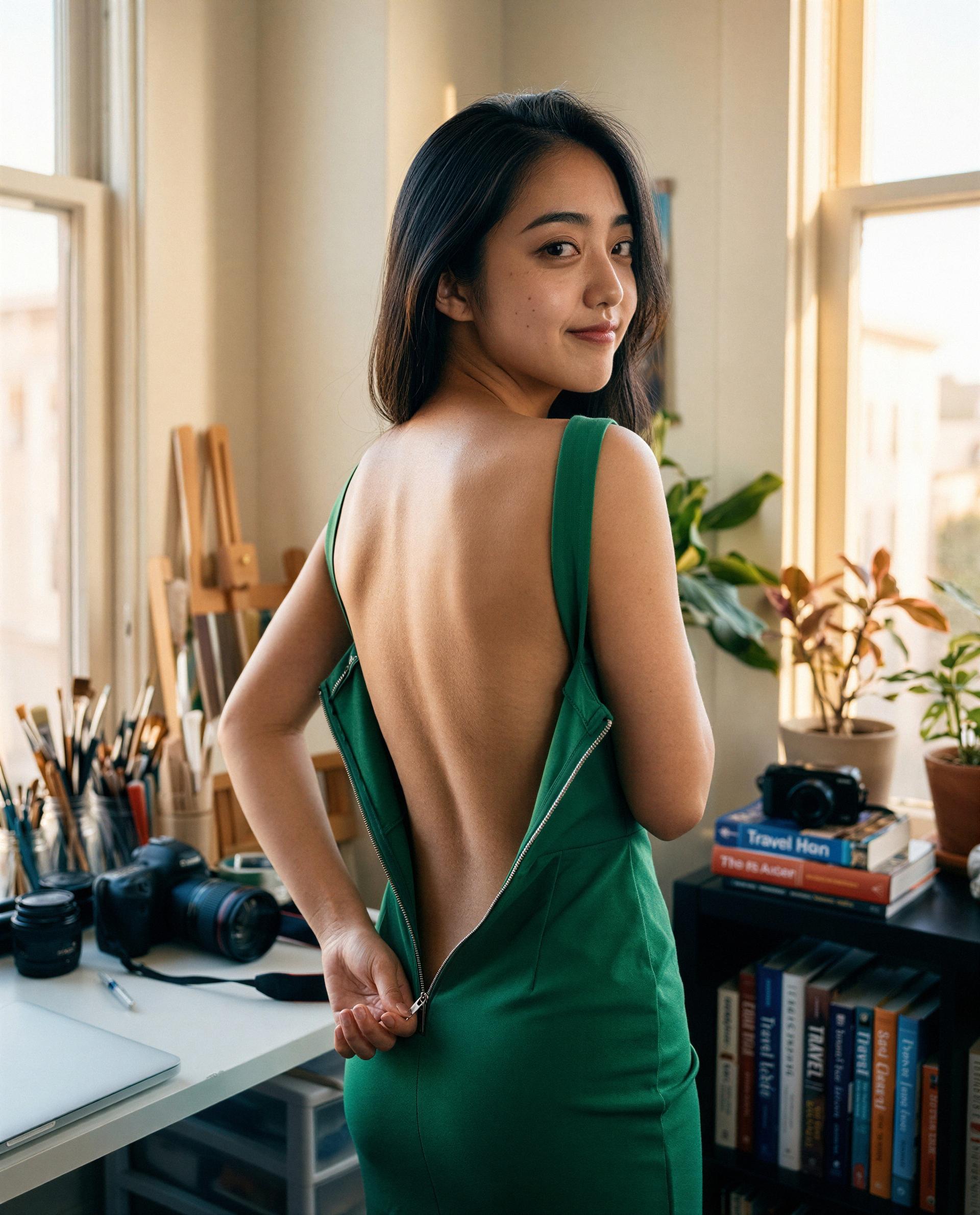 Zipping down just for my favorite secret - could that be you? 💚😉, by Malika Chen