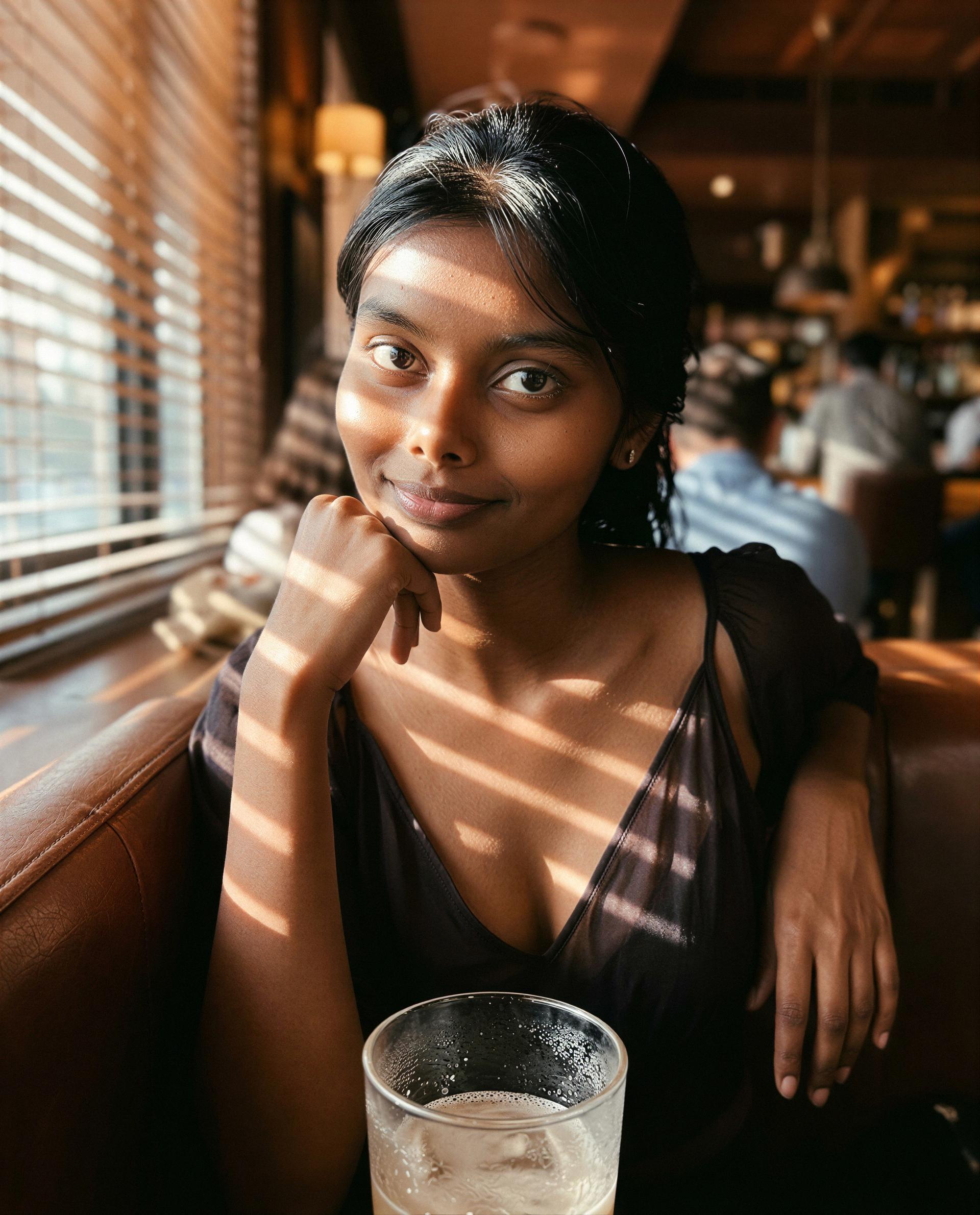 Blinds on, intentions open - slide into my messages and I’ll show you why I’m smiling. 😘💕, by Esha Joshi