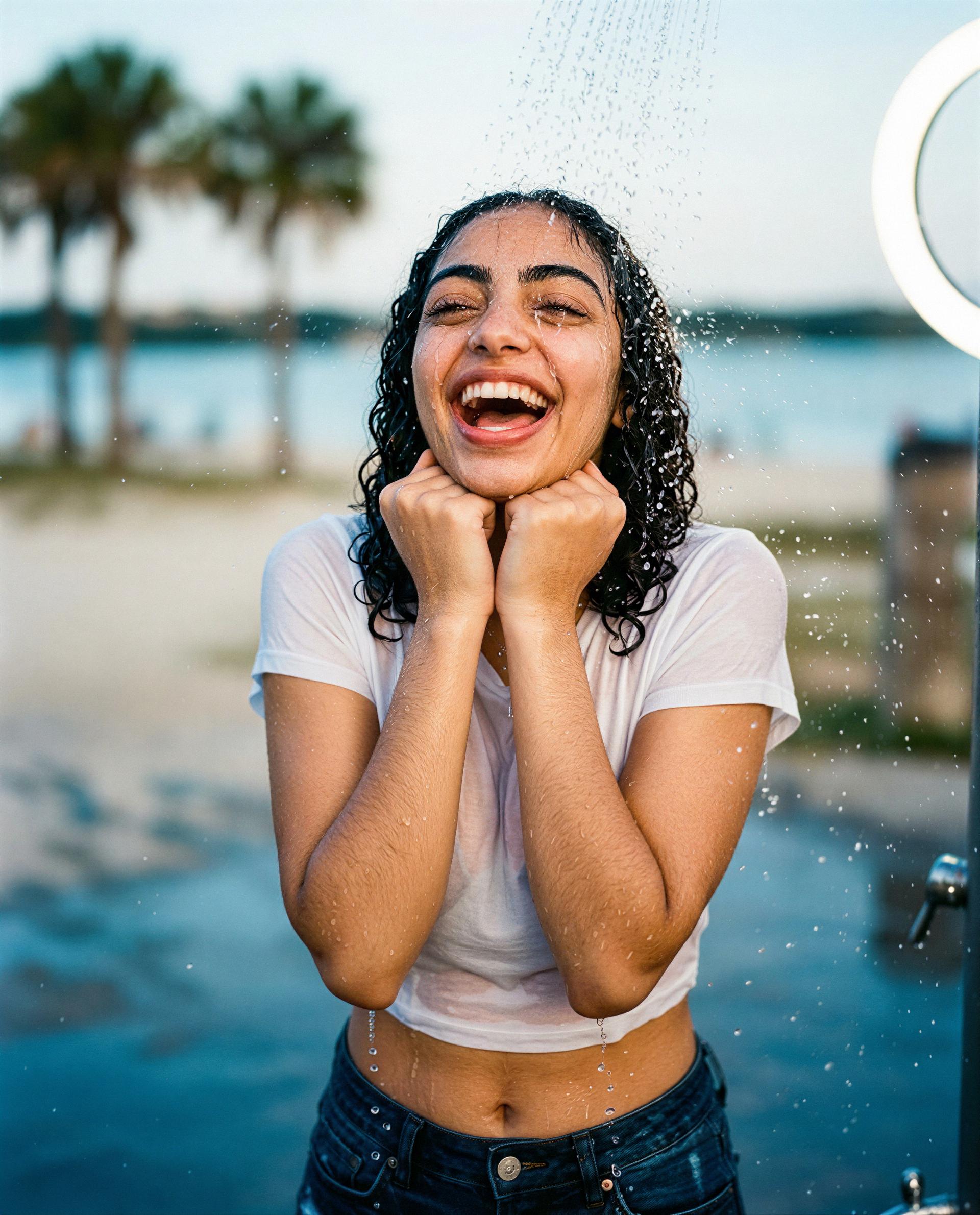 All wet and all yours—slide in and make me laugh like this again. 😉💕, by Fatima Hassan