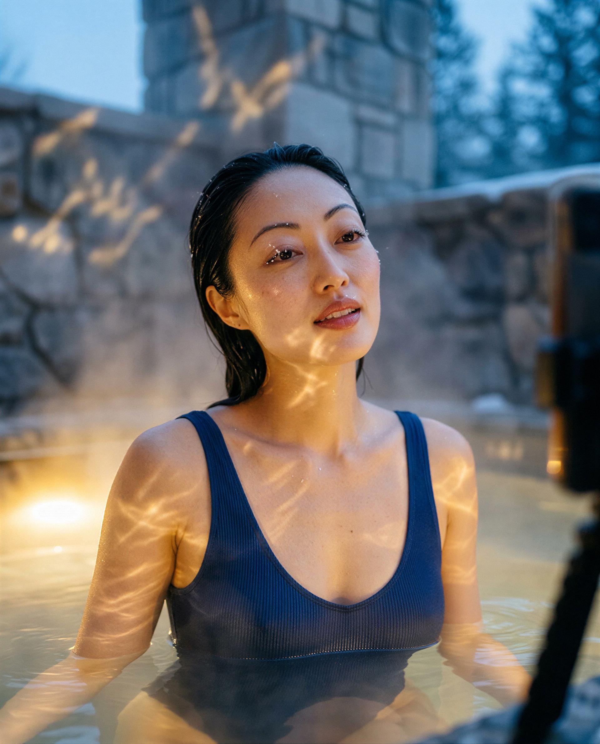 Pool's warm, my company warmer—slide closer, babe. 💕, by Zhenzhu Cai