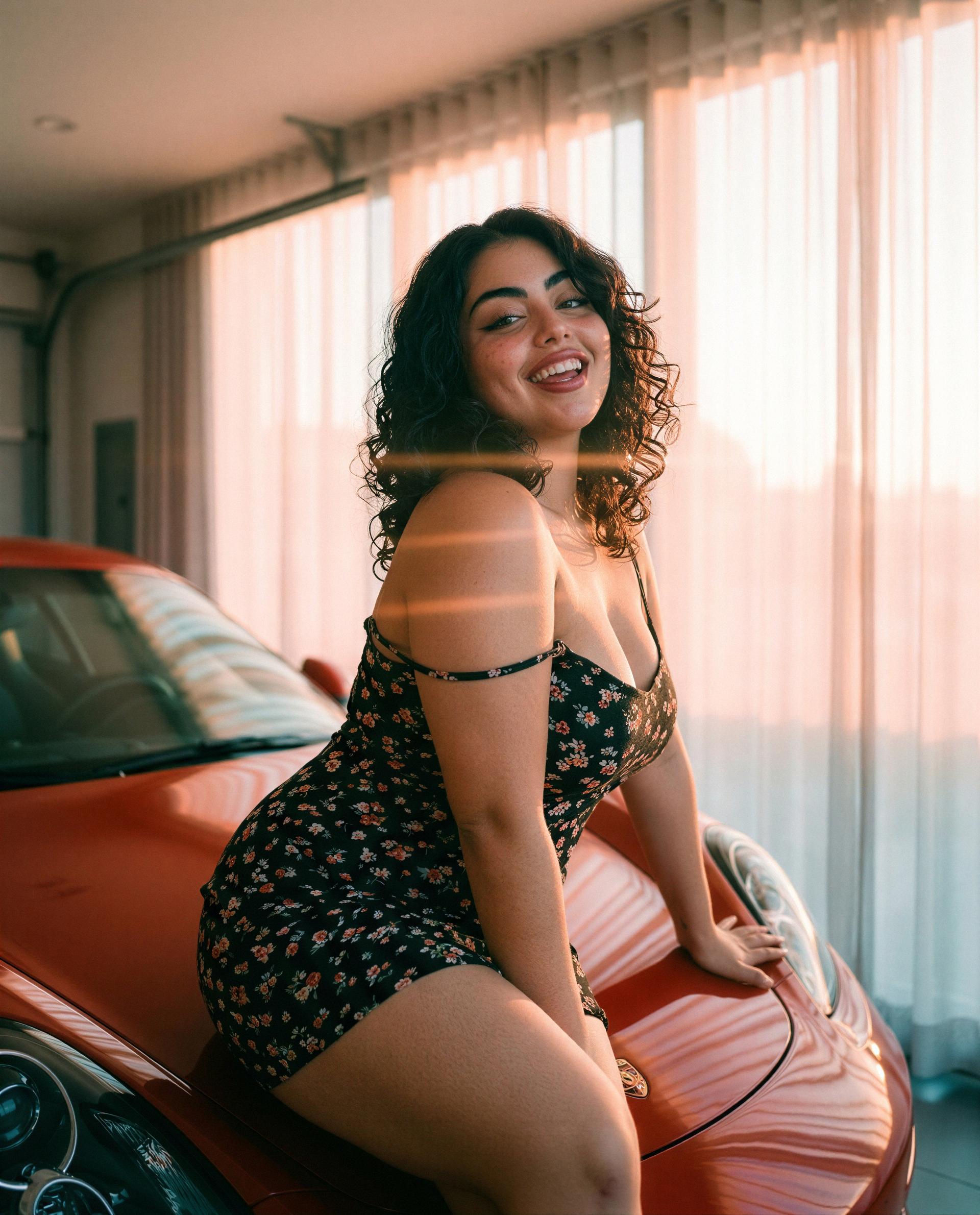 This car’s hot, my dress is hotter - wanna come test both with me tonight? 🔥😉, by Ximena Moreno