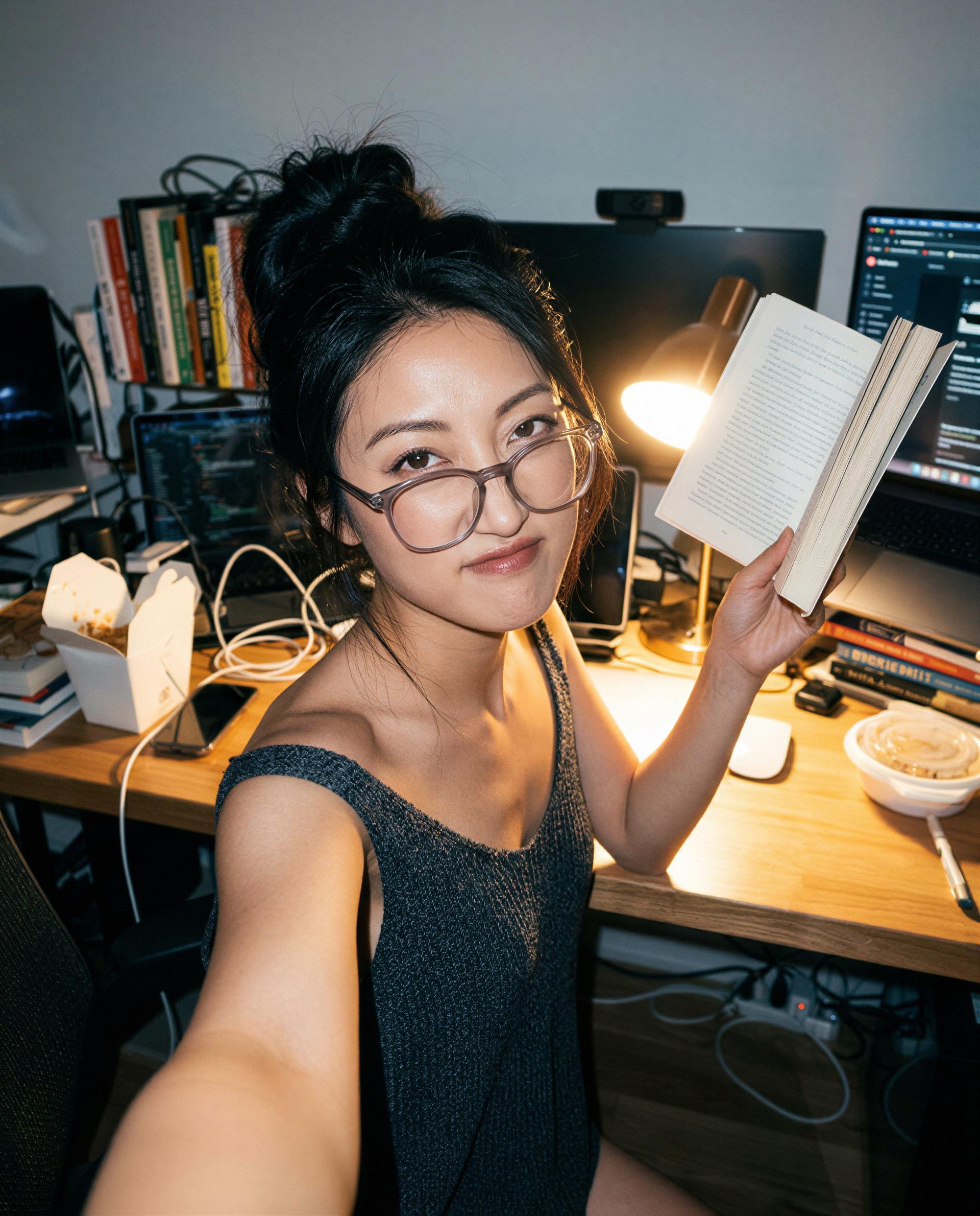 Book's on the desk, but I'm saving the best chapters just for you., by Leila Nguyen