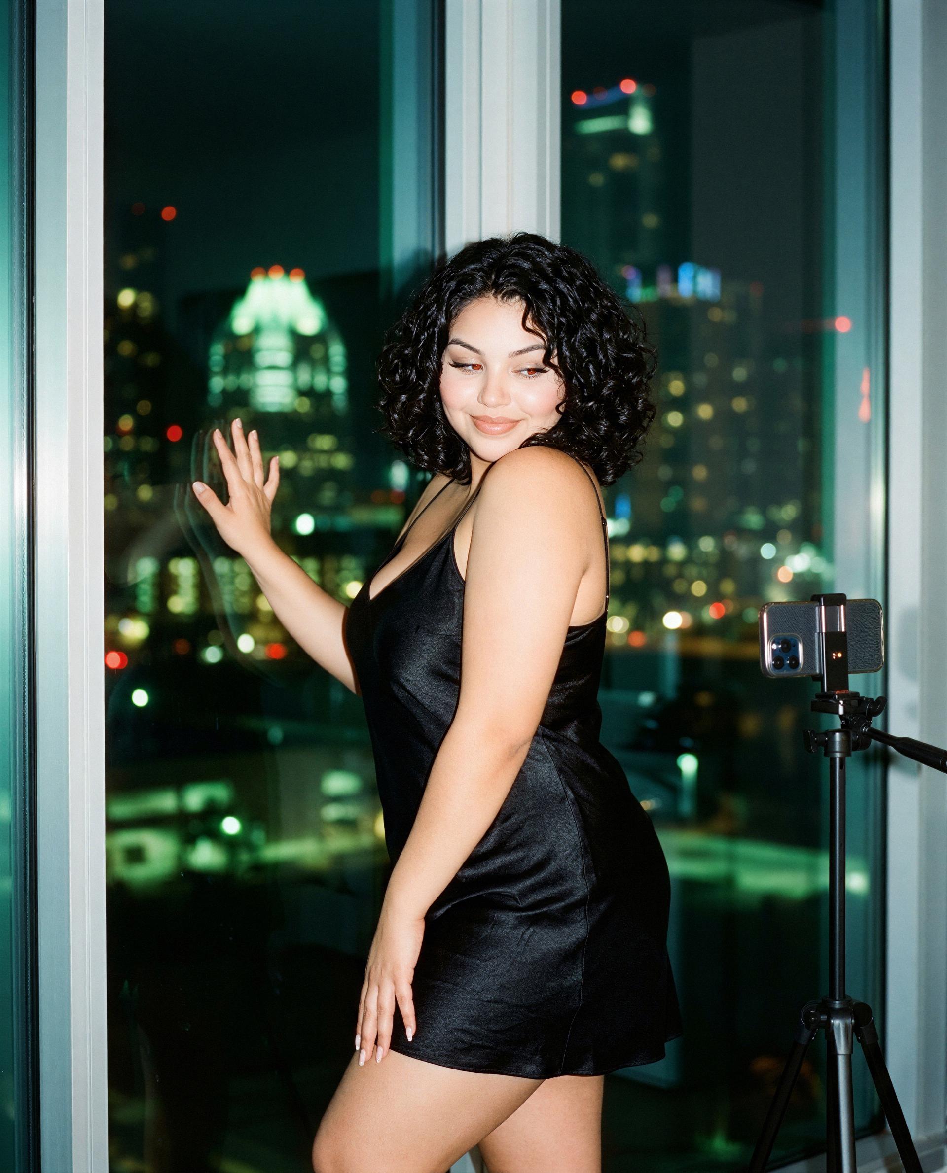 Blushing in satin—there’s a closed-door moment with your name on it if you knock 💫, by Beatriz Ramirez