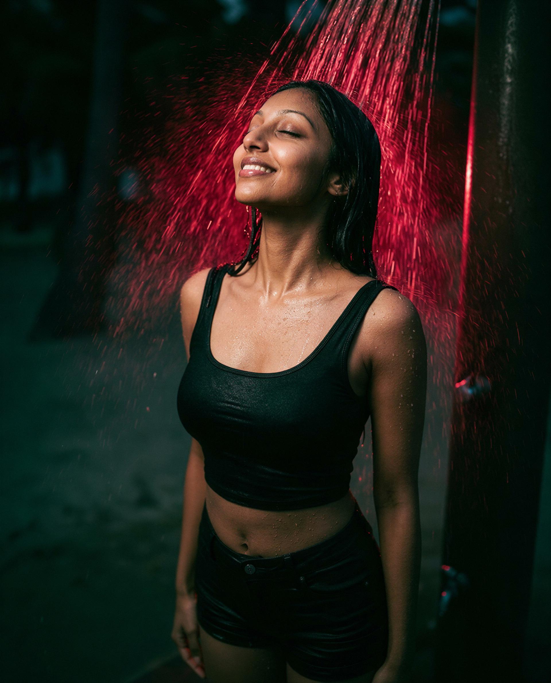 Red rain, slick skin - grab a front-row ticket and I'll give you the private encore 😈, by Priya Chandra