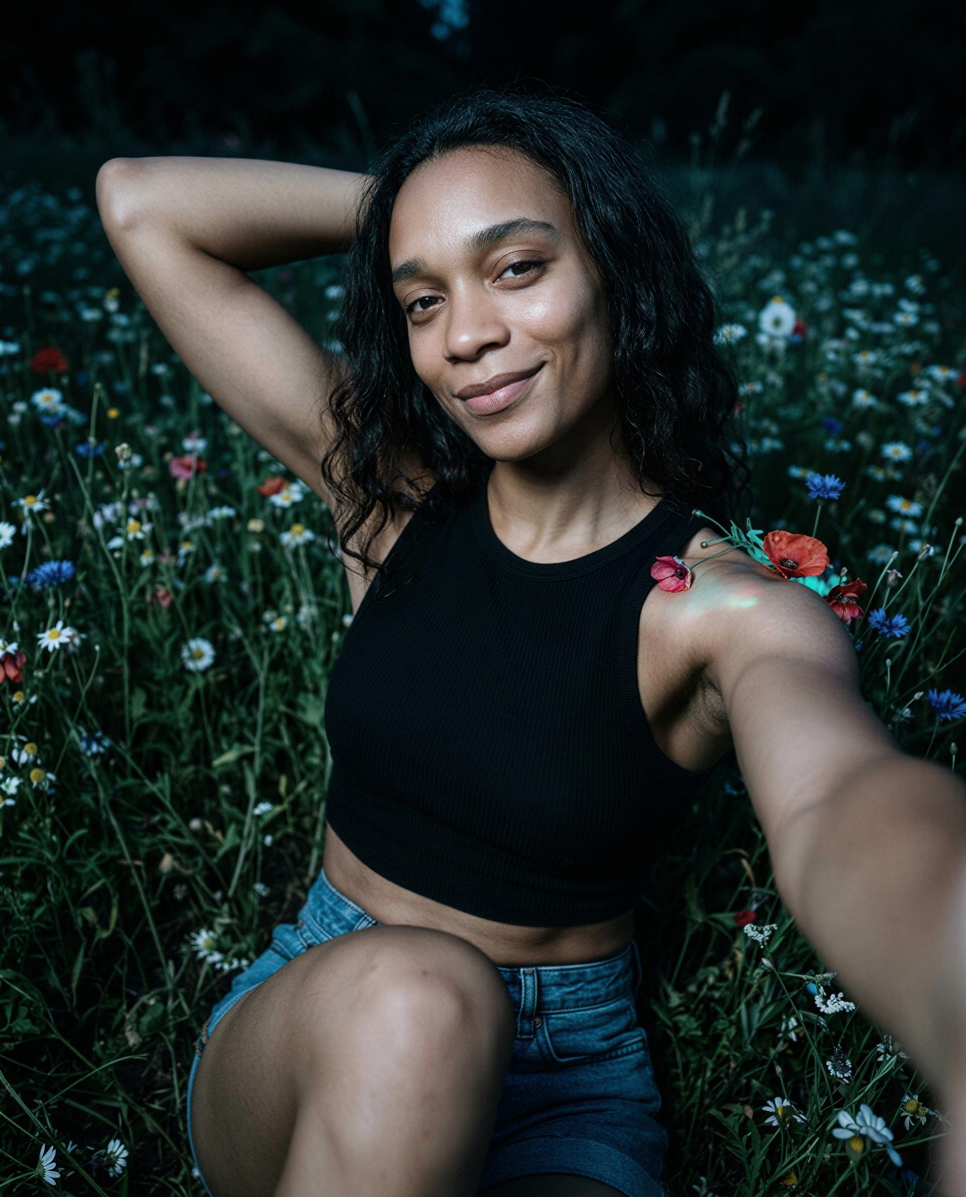 me + moonlight + wildflowers = trouble - think you can handle my private highlights? 🫢💋, by Farah Andi