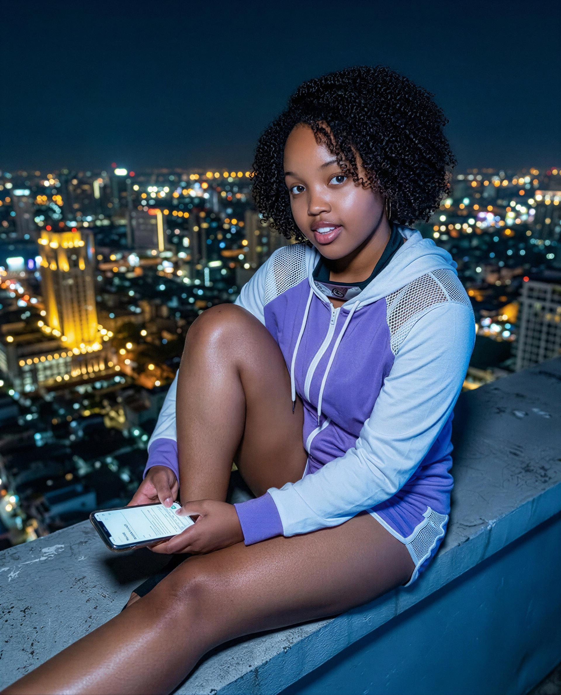 Rooftop views, no filters—slide into my feed for the real after-dark show 😘, by Chantelle Jones