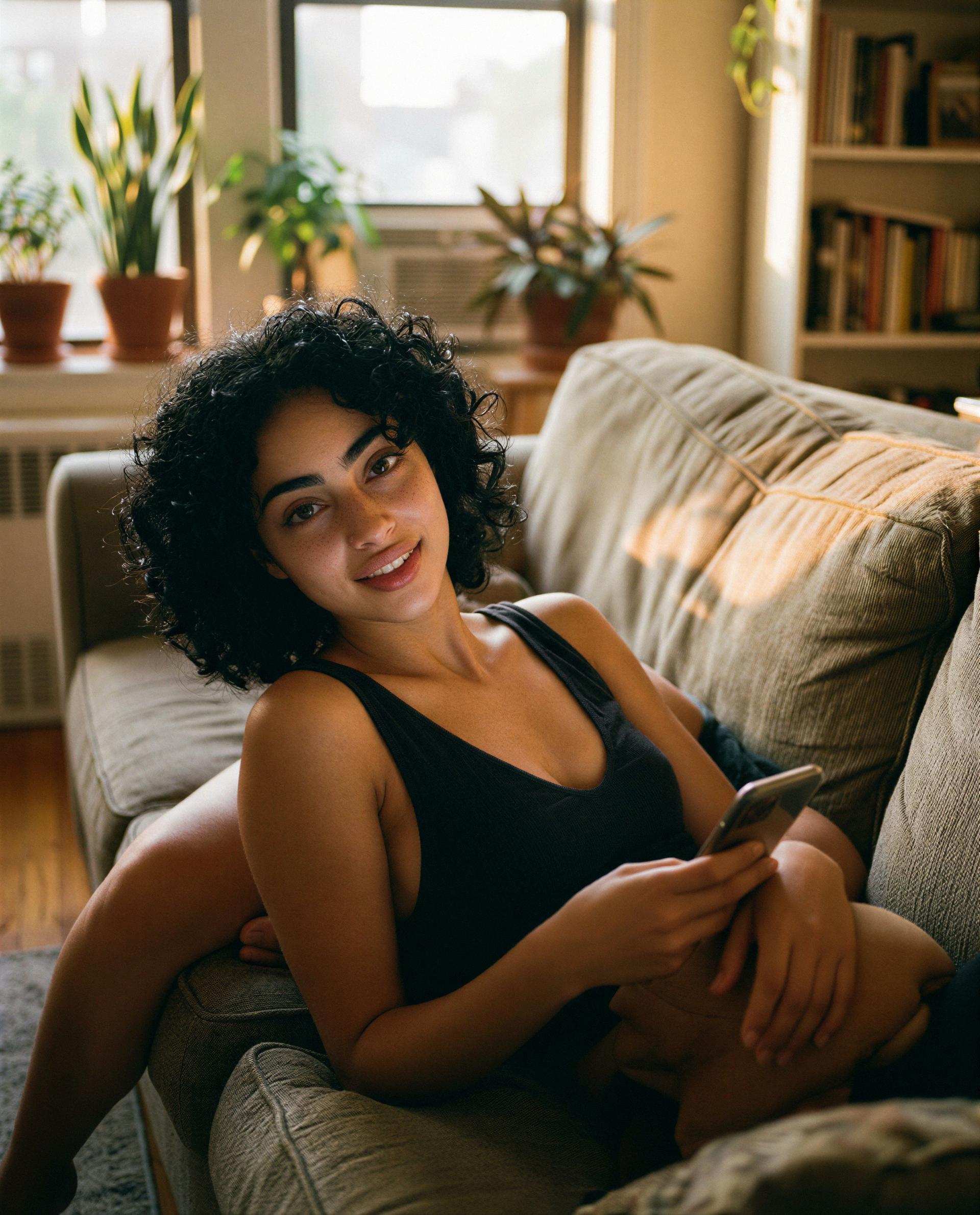 Just me, my comfy spot, and some playful energy—who's ready to turn up the heat? 😉 — Esra Daryani