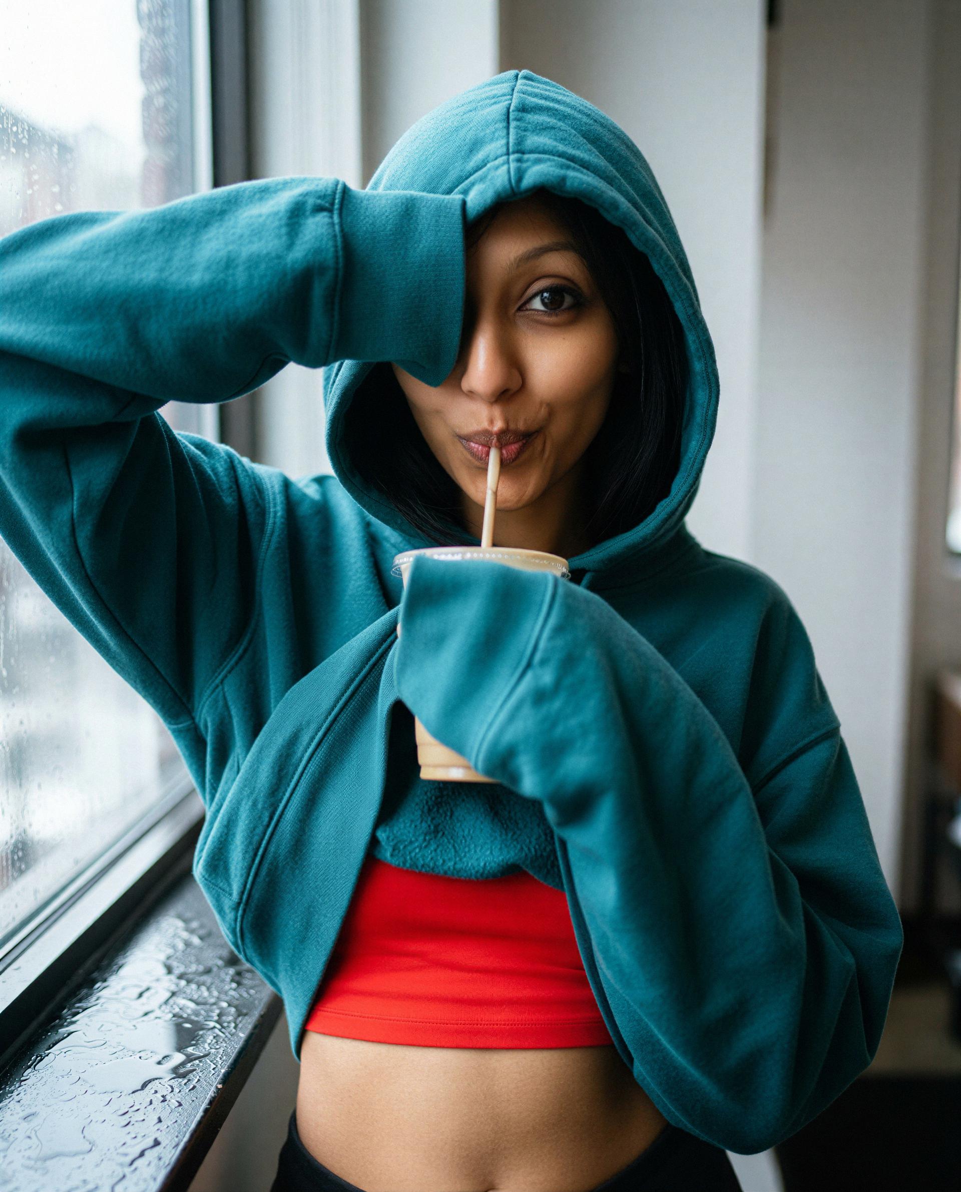 Drink's iced, my content's hotter — wanna see both? 😈, by Priya Chandra