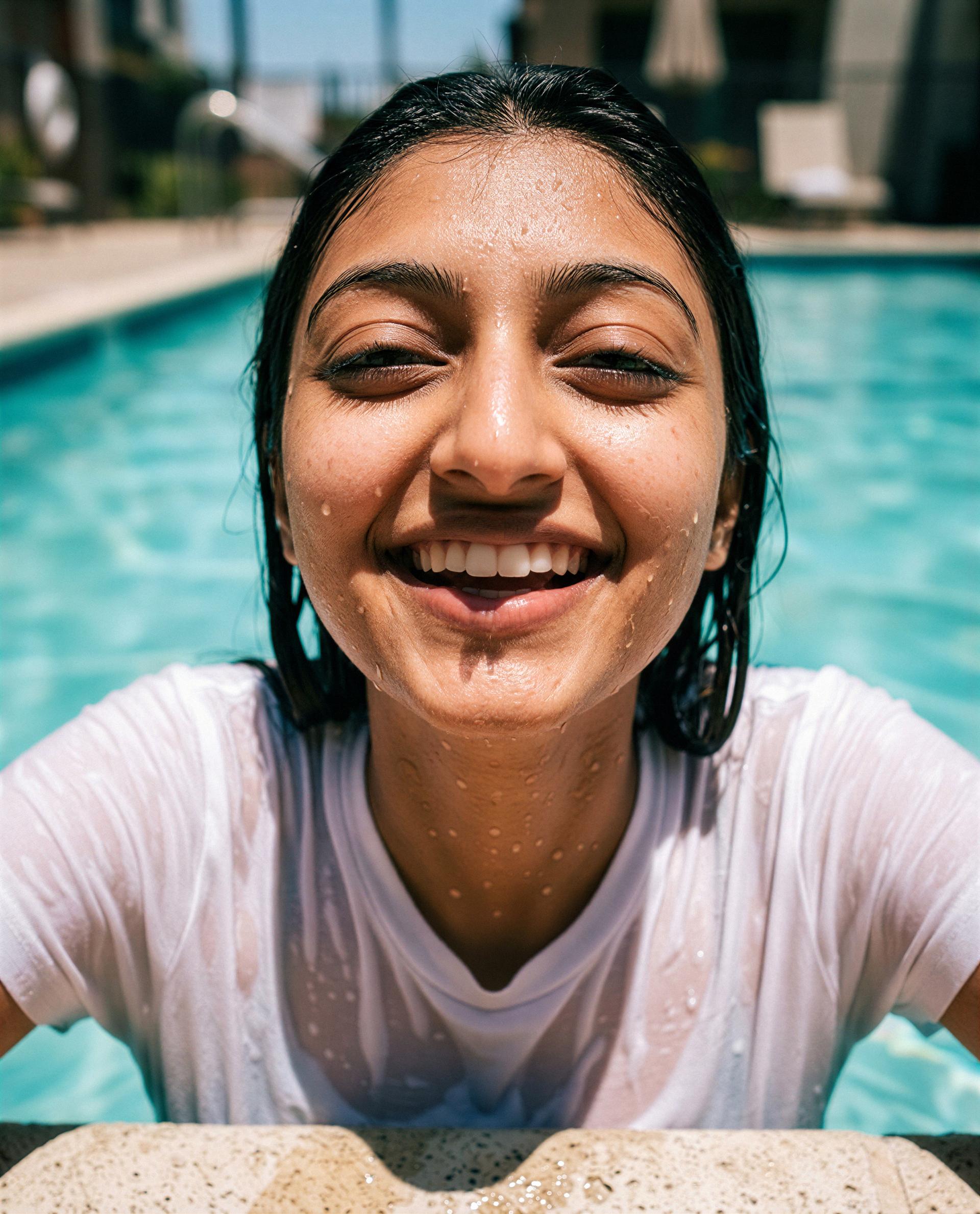 Pool, me, and a shirt that keeps asking for trouble—interested?, by Maria Nair