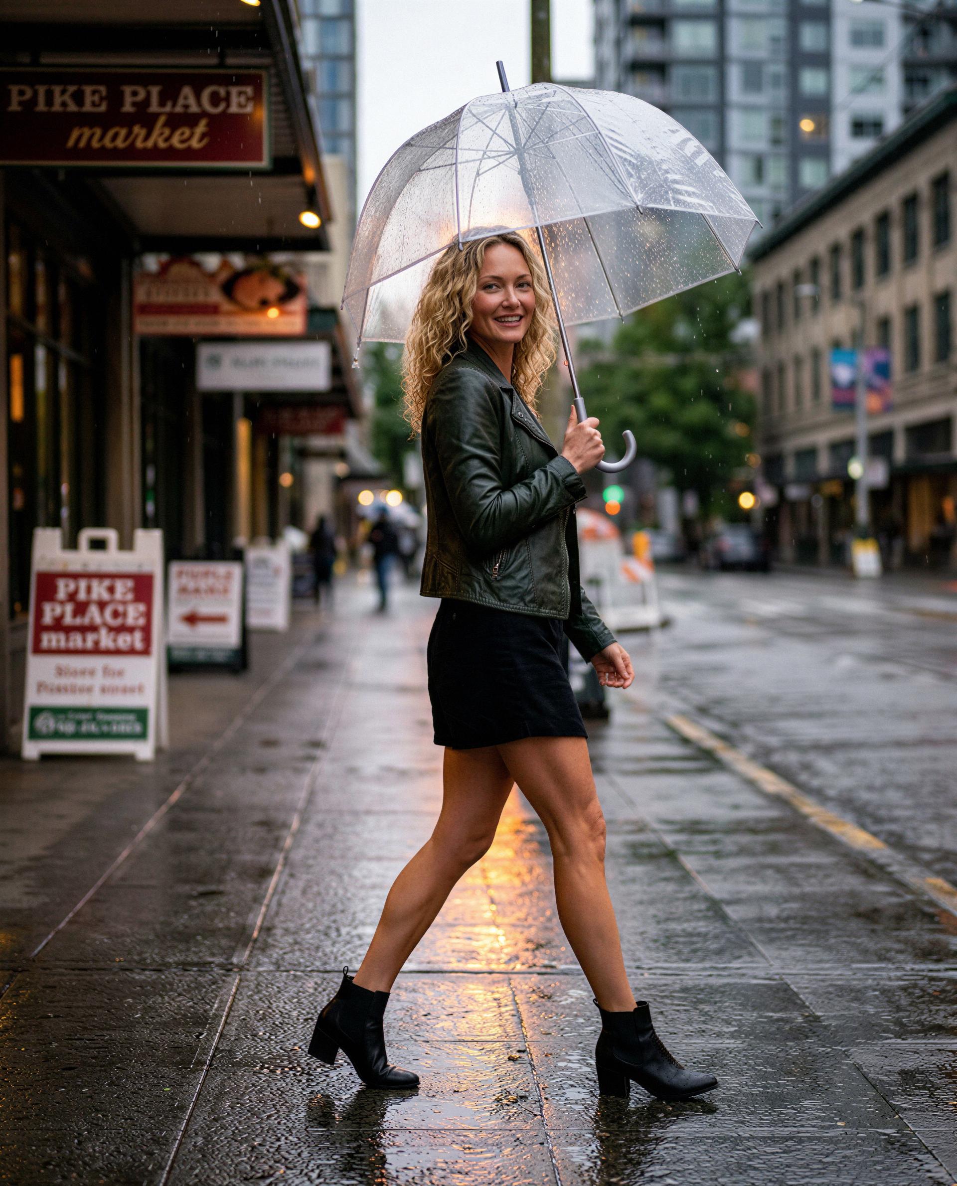 Bettina Weber: Just me and my favorite accessory—rainy days never looked so good. ☔️