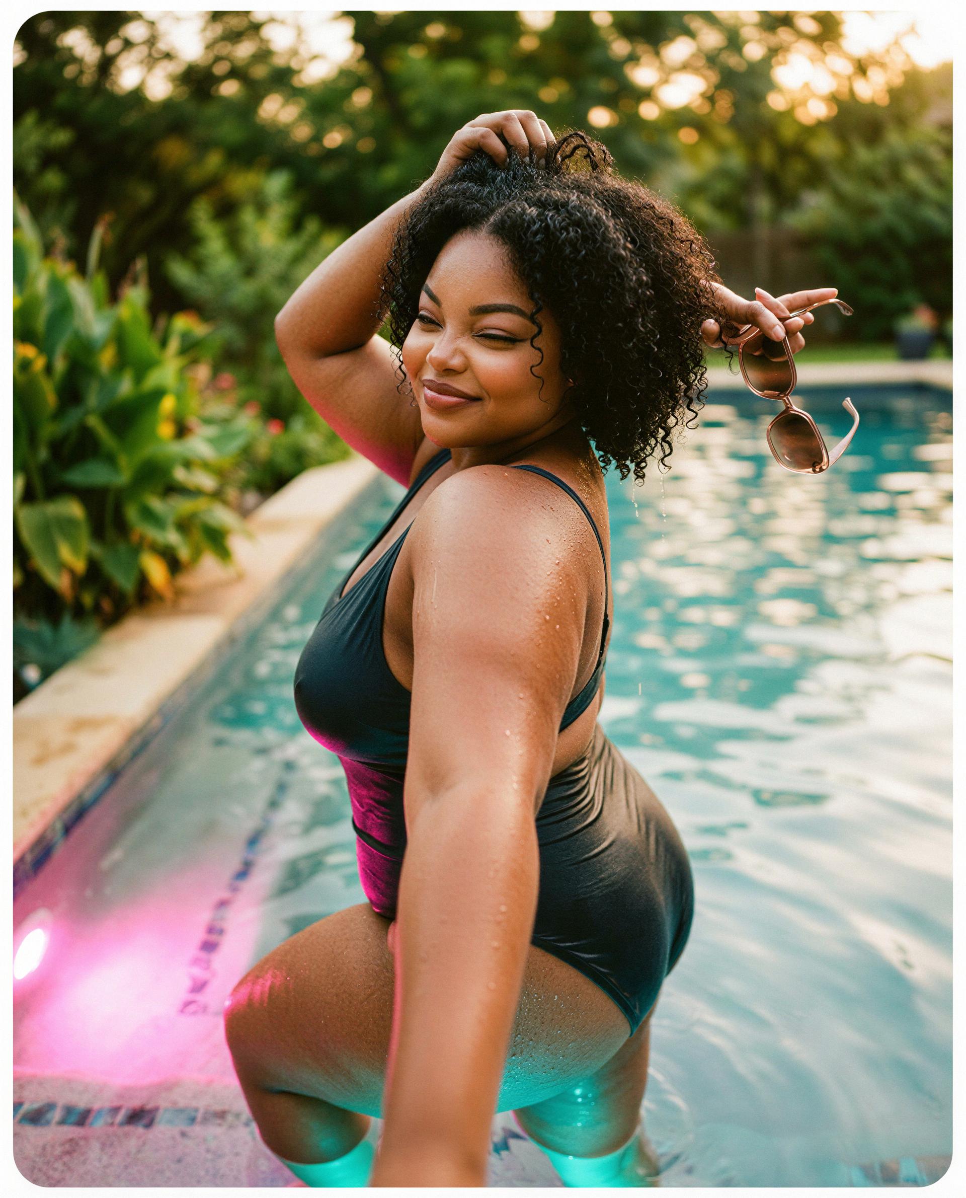 Got the pool, the curves, and just one name on my mind—yours 💋, by Ayana Ade