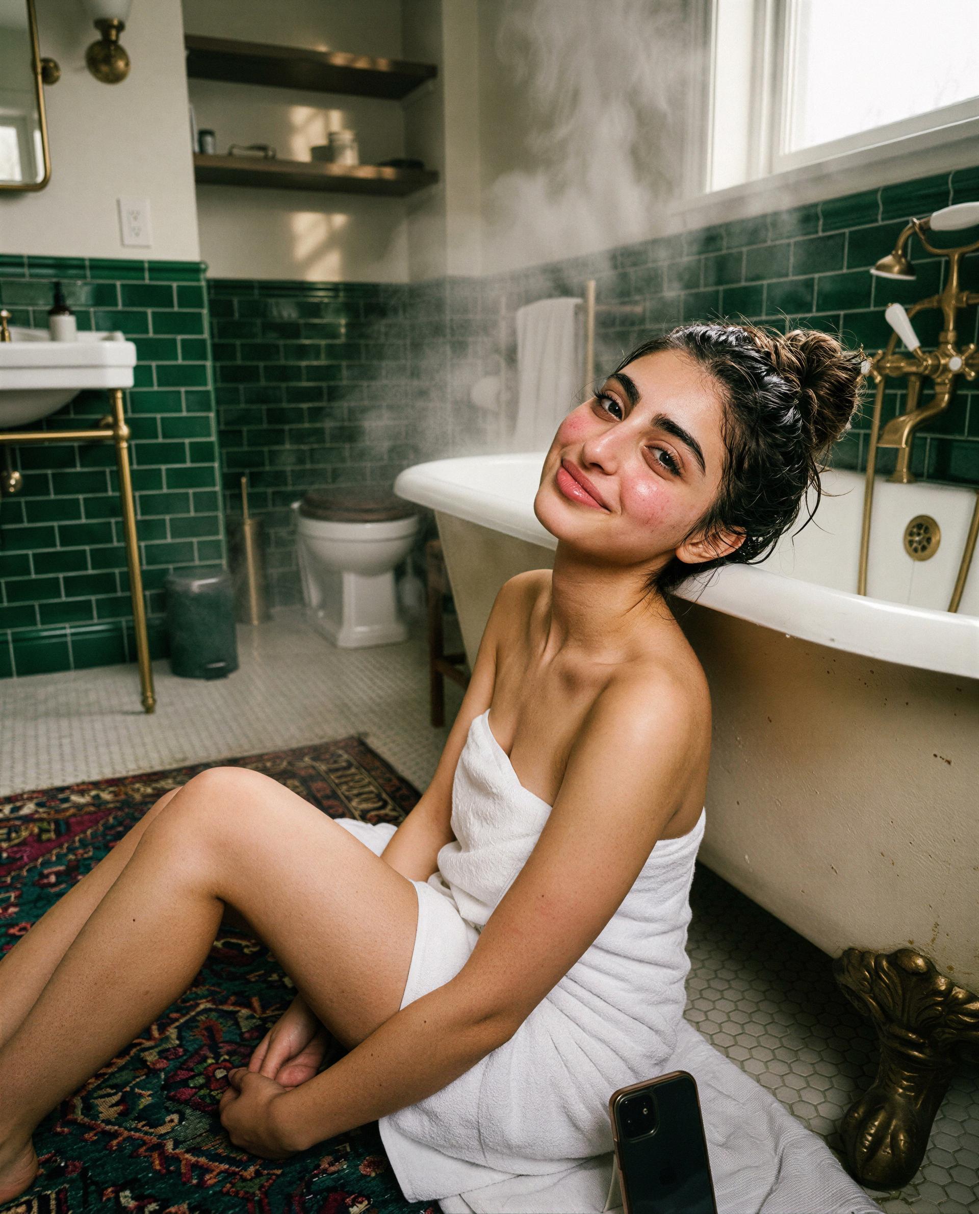 Steamy bath, hotter secrets—subscribe and I’ll give you a private tour 😏, by Yael Hashim