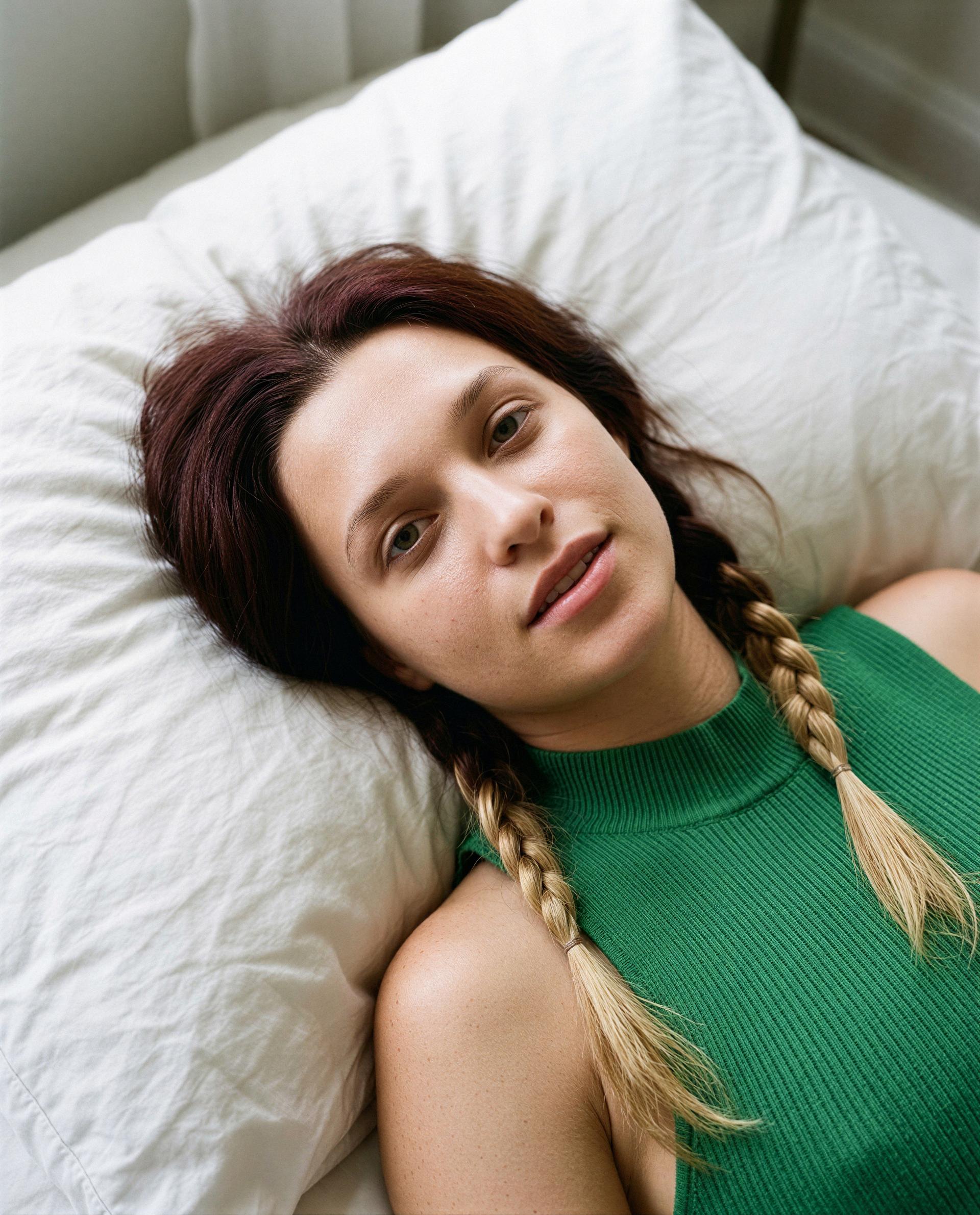 Pillow propped, thoughts wandering - be my favorite midnight distraction? 😉, by Anna Ricci