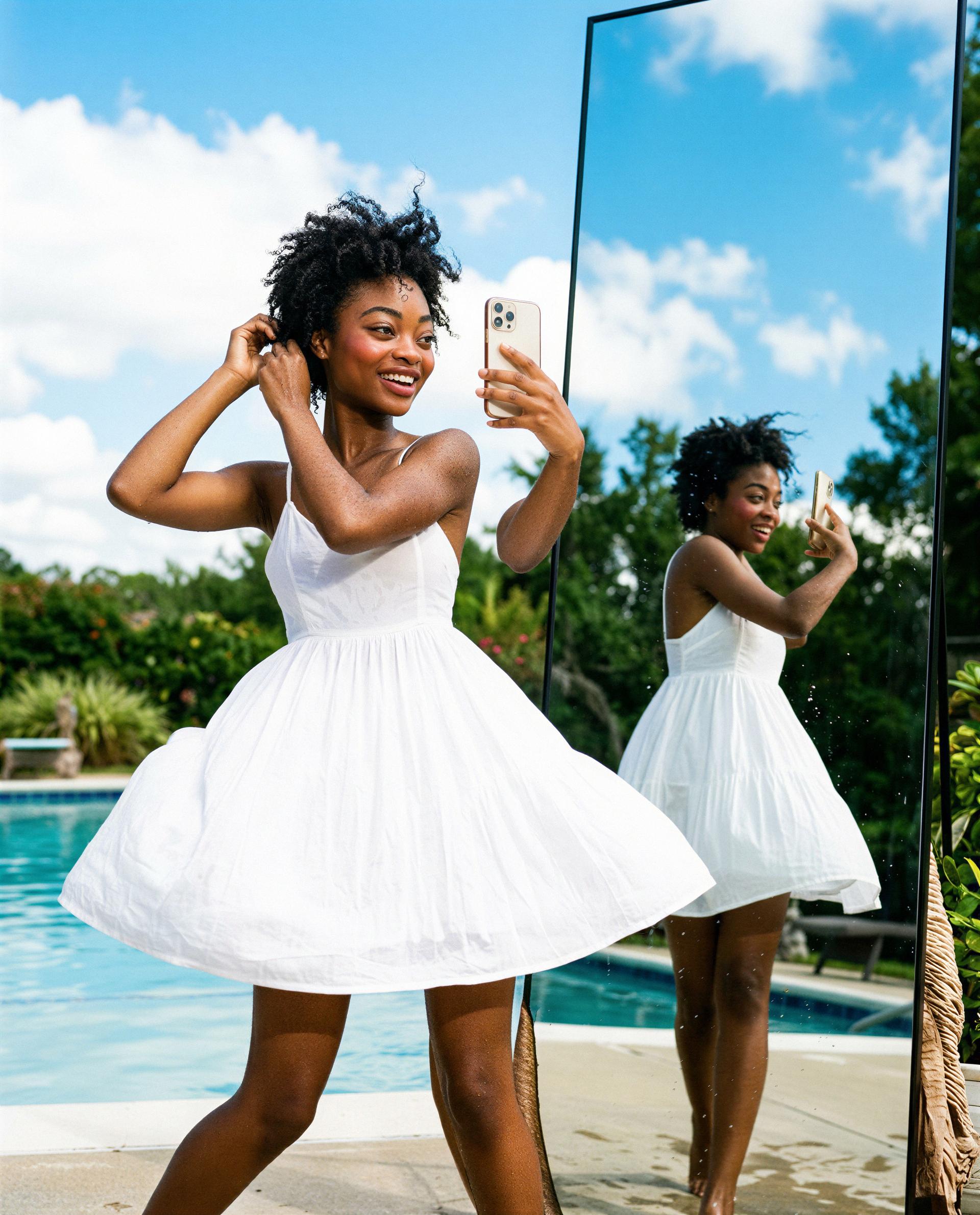 Saved you a spot by the pool—come closer and I’ll twirl just for your eyes 😉, by Zola Lewis