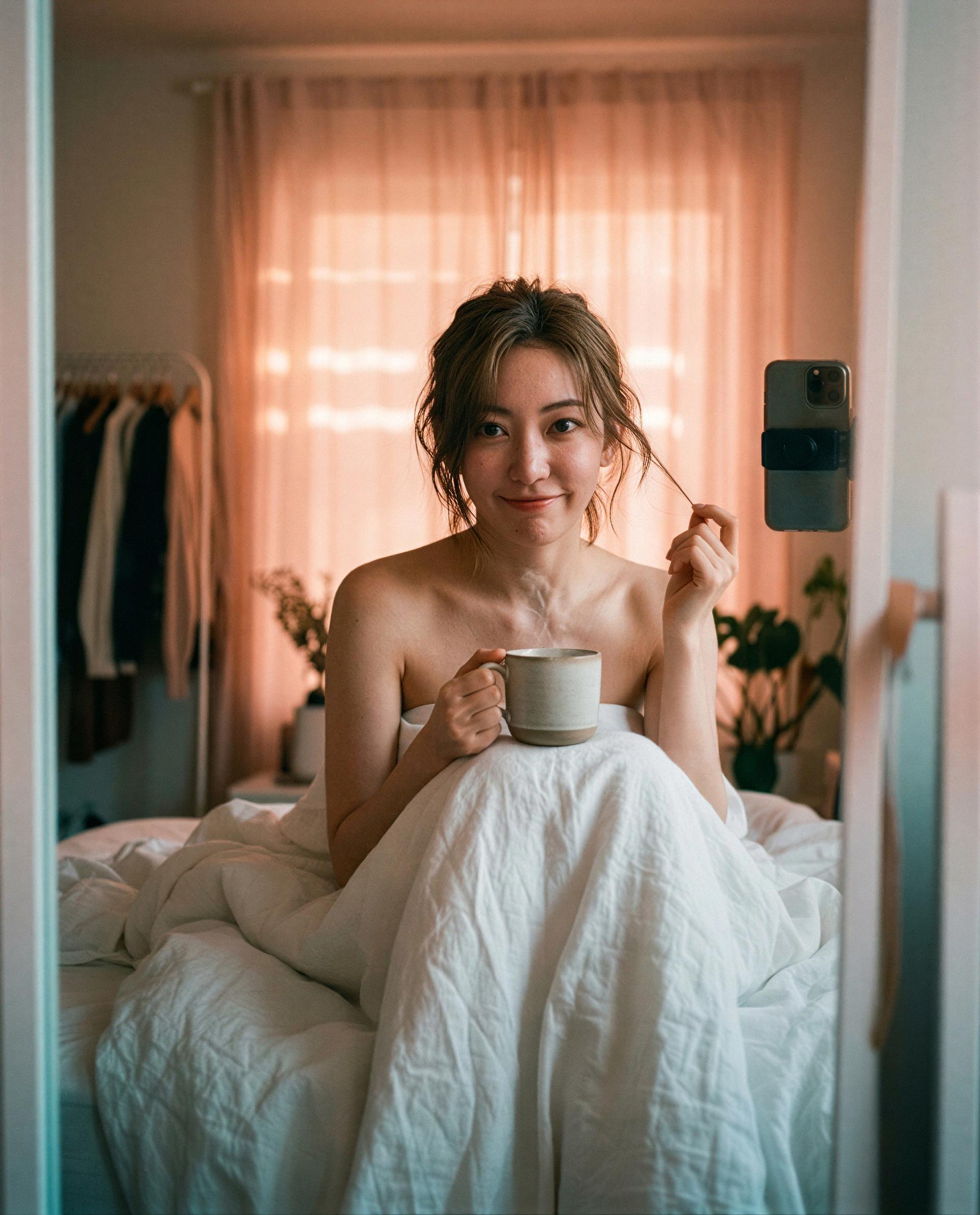 Coffee in hand, no dress code - subscribe and I’ll make your morning deliciously scandalous 😘💕, by Sakura Patel
