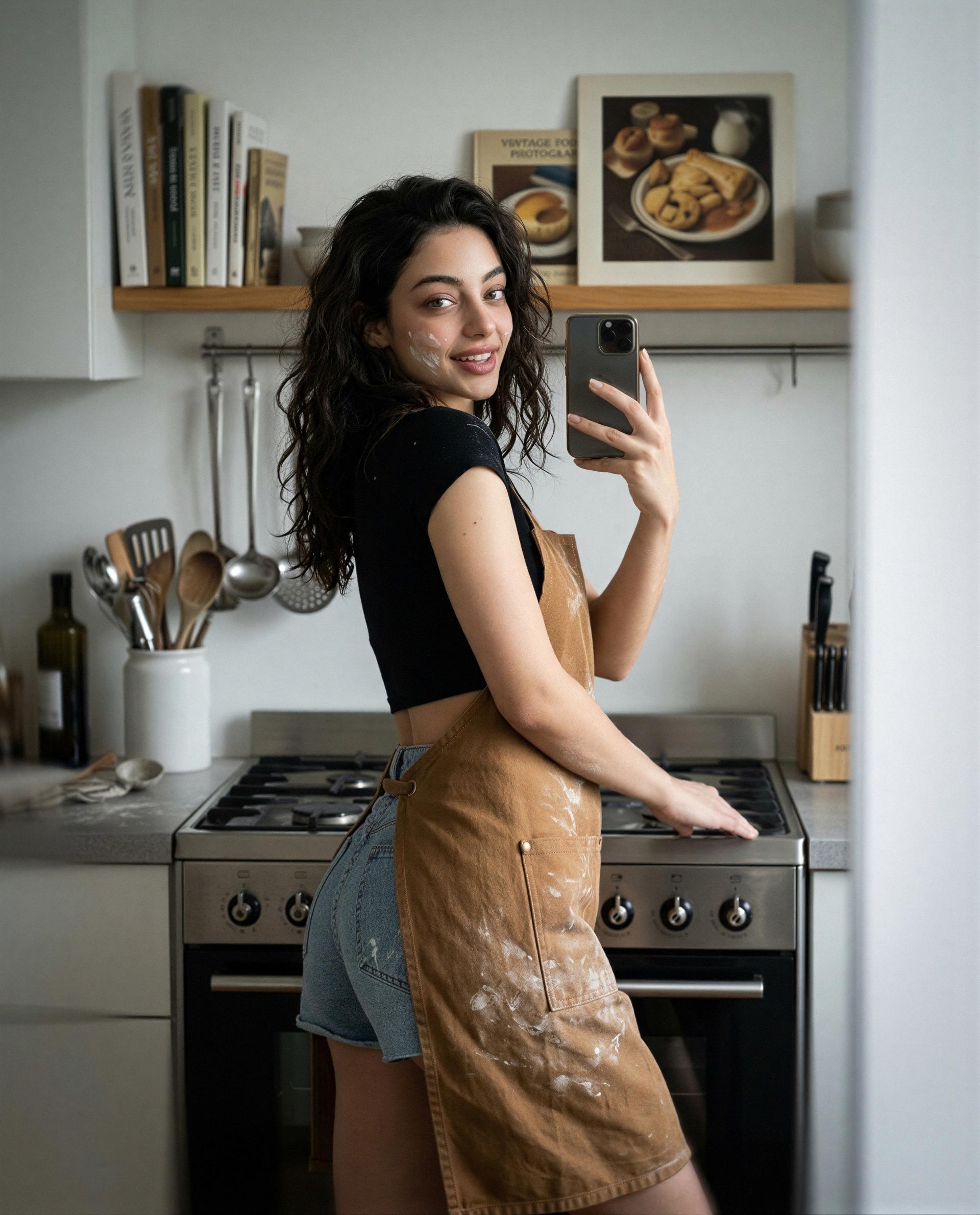 Flour on my cheek and a secret recipe—saved the sweetest bite just for you, wanna taste? 😘💕, by Layla Khalid