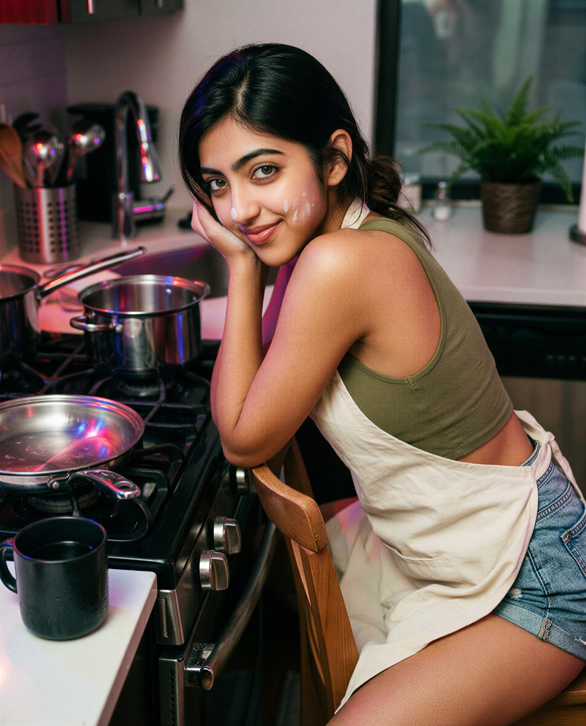 Flour on my cheek and a recipe that's off‑menu — want first taste, babe? 😘, by Meera Sidhu