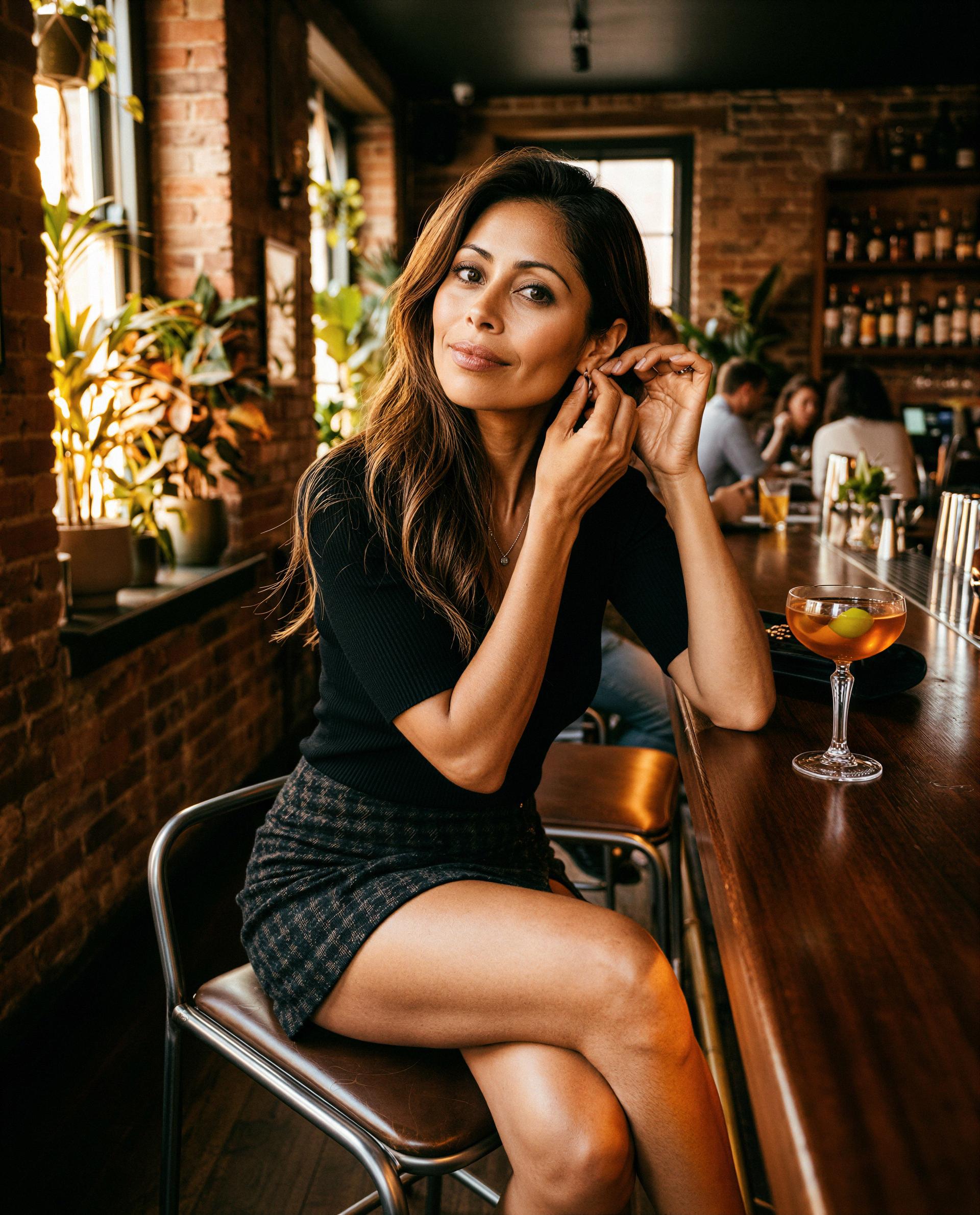 Juliana Silva: Just adjusting my sparkle while I sip this sweet distraction. 💫