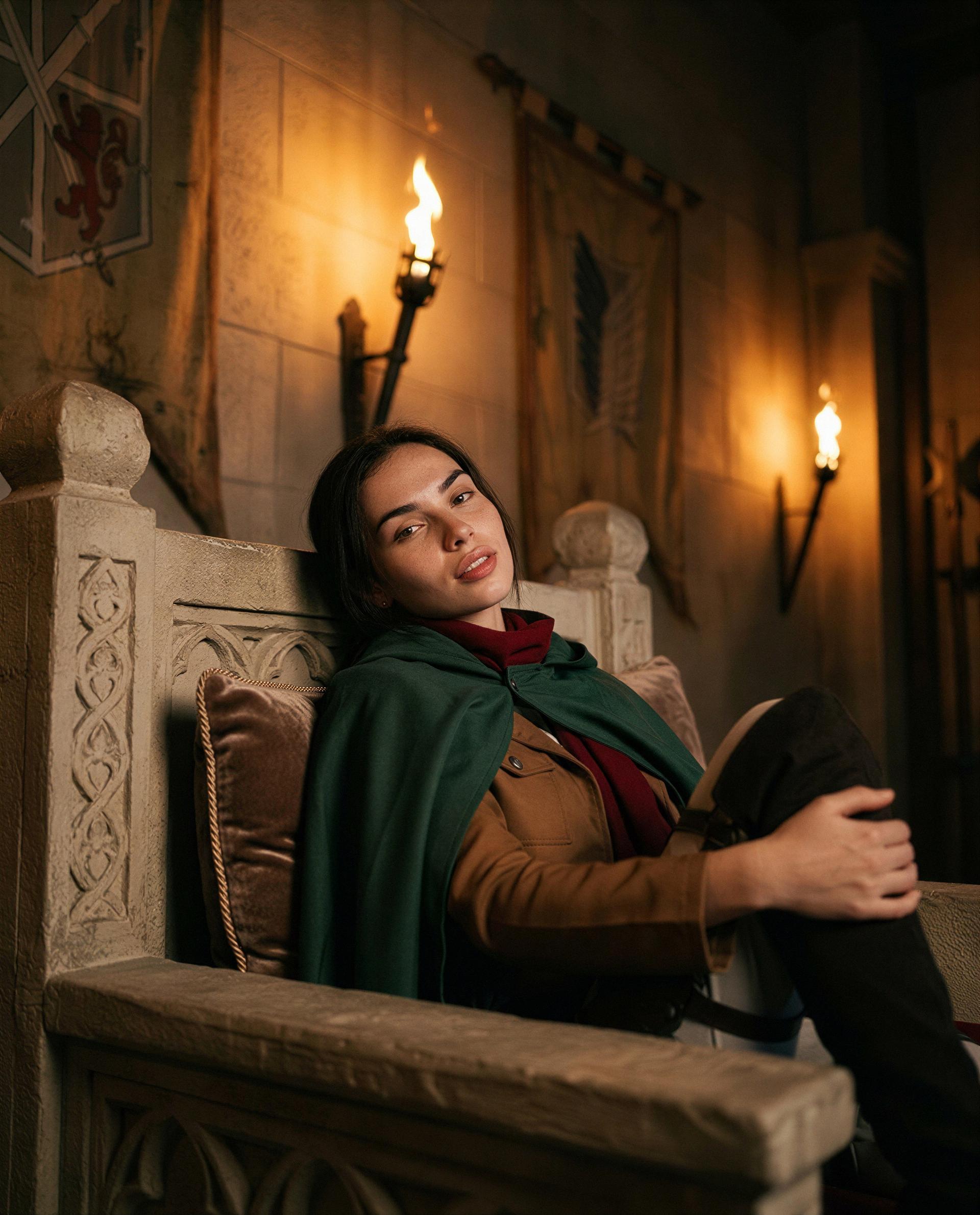 Cloak on, guard down—sneak closer and I’ll show you exactly how tempting I can be 😘, by Anna Georgiou