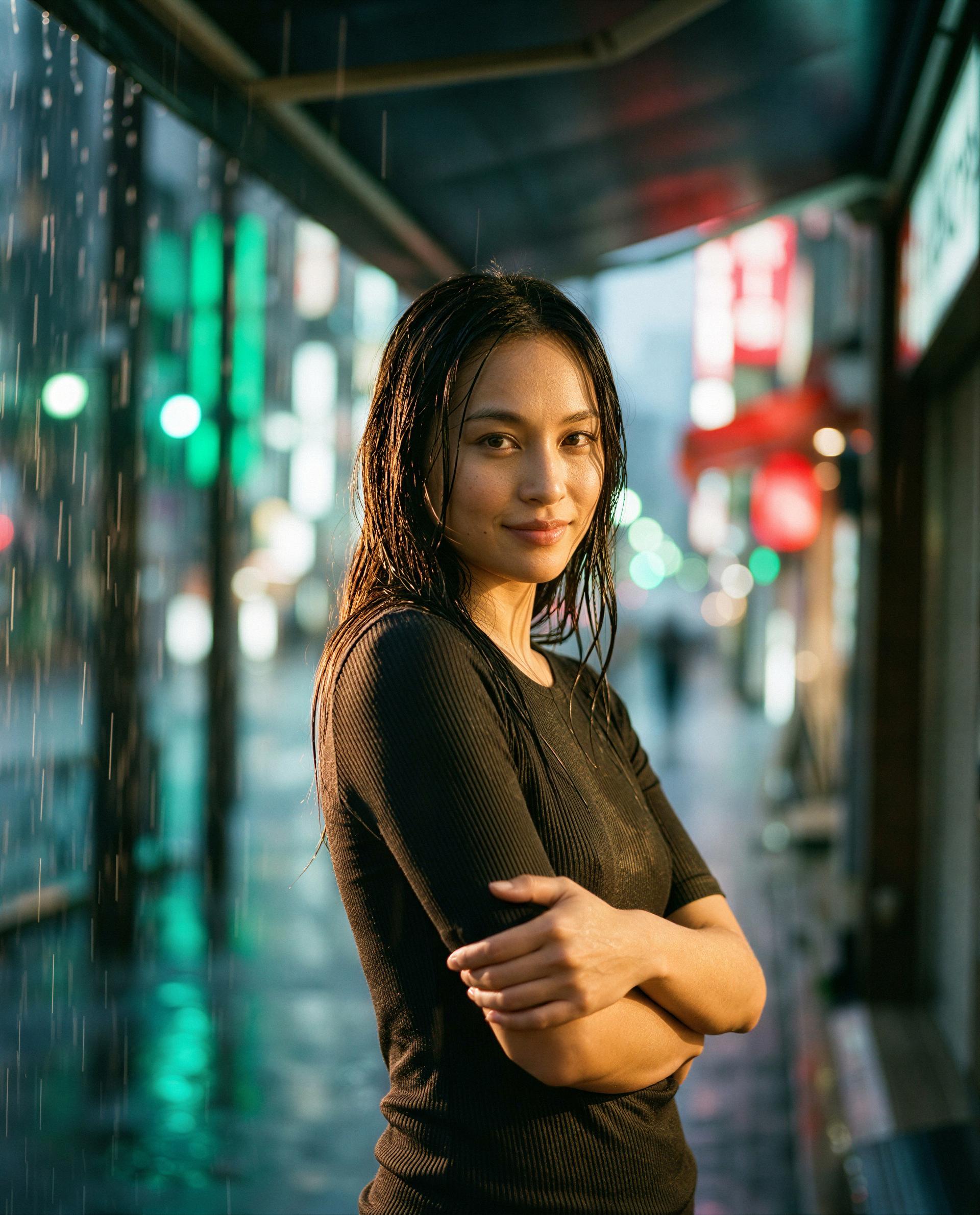 Left my umbrella at home - stay close and I’ll make the drizzle feel electric 🌧️😉, by Kaori Fukushima