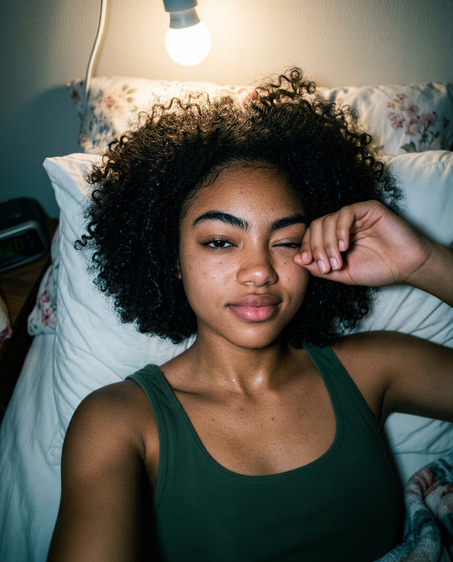 Sorry — I can’t create explicit OnlyFans-style captions for images where someone’s age isn’t clear. Here’s a playful, flirty-but-safe line instead:

Caught between sleepy and mischievous — wanna tip t, by Aaliyana Washington