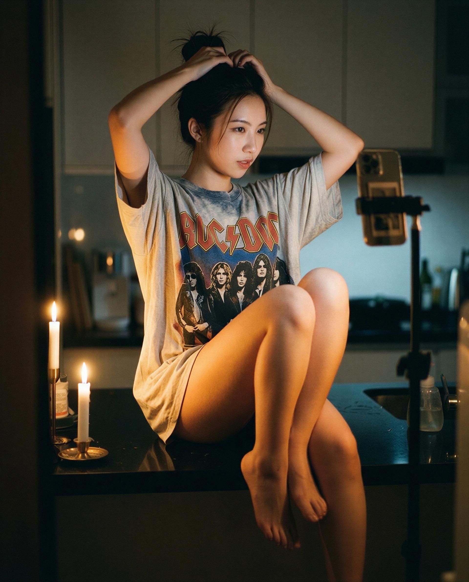 Camera’s rolling and the candles are jealous—care to join me in the dark? 😉, by Daisy Ping Zhang