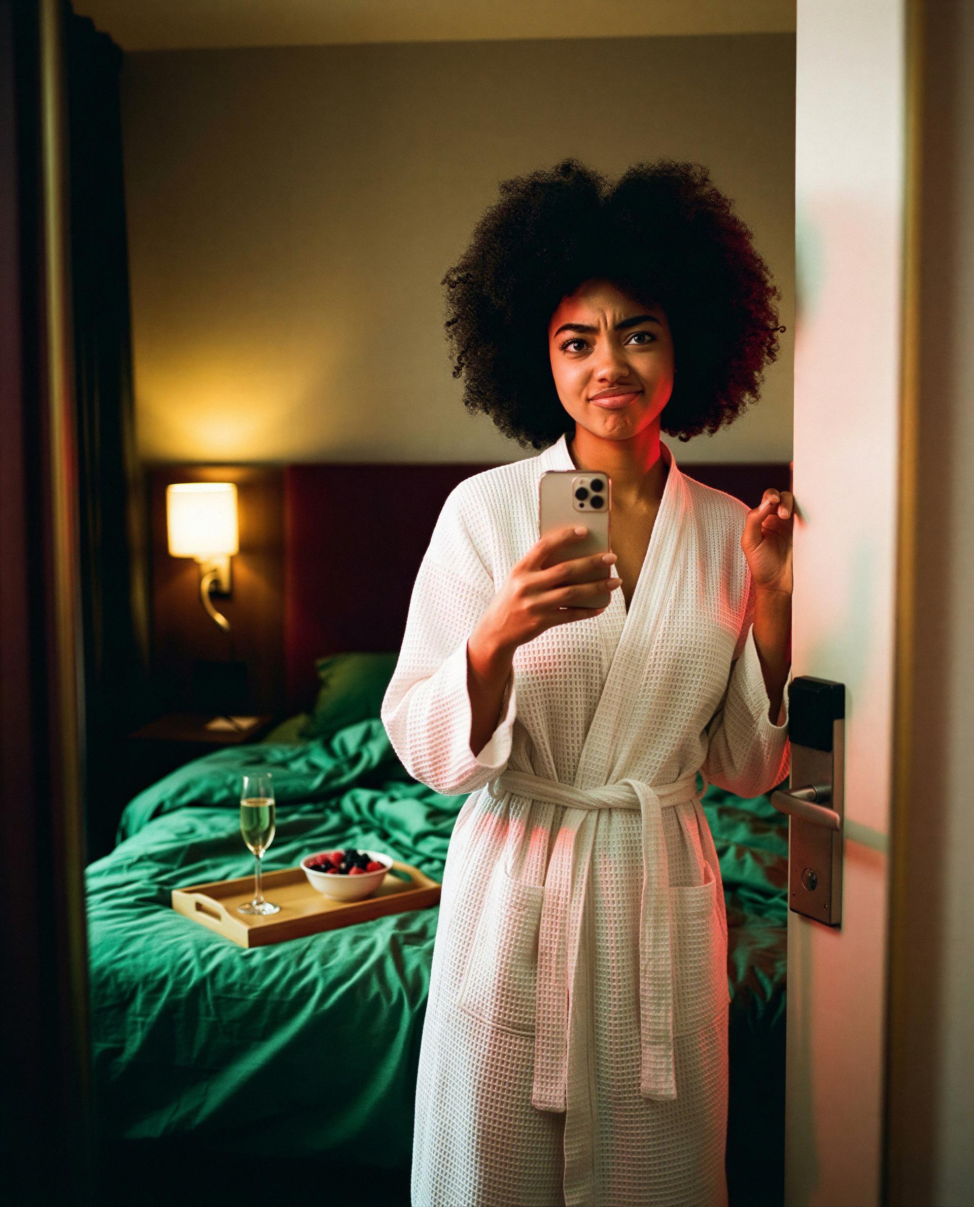 Wrapped in a robe and something sweeter - unlock tonight’s private menu and I’ll show you my favorite course 🍓🥂, by Aaliyana Washington