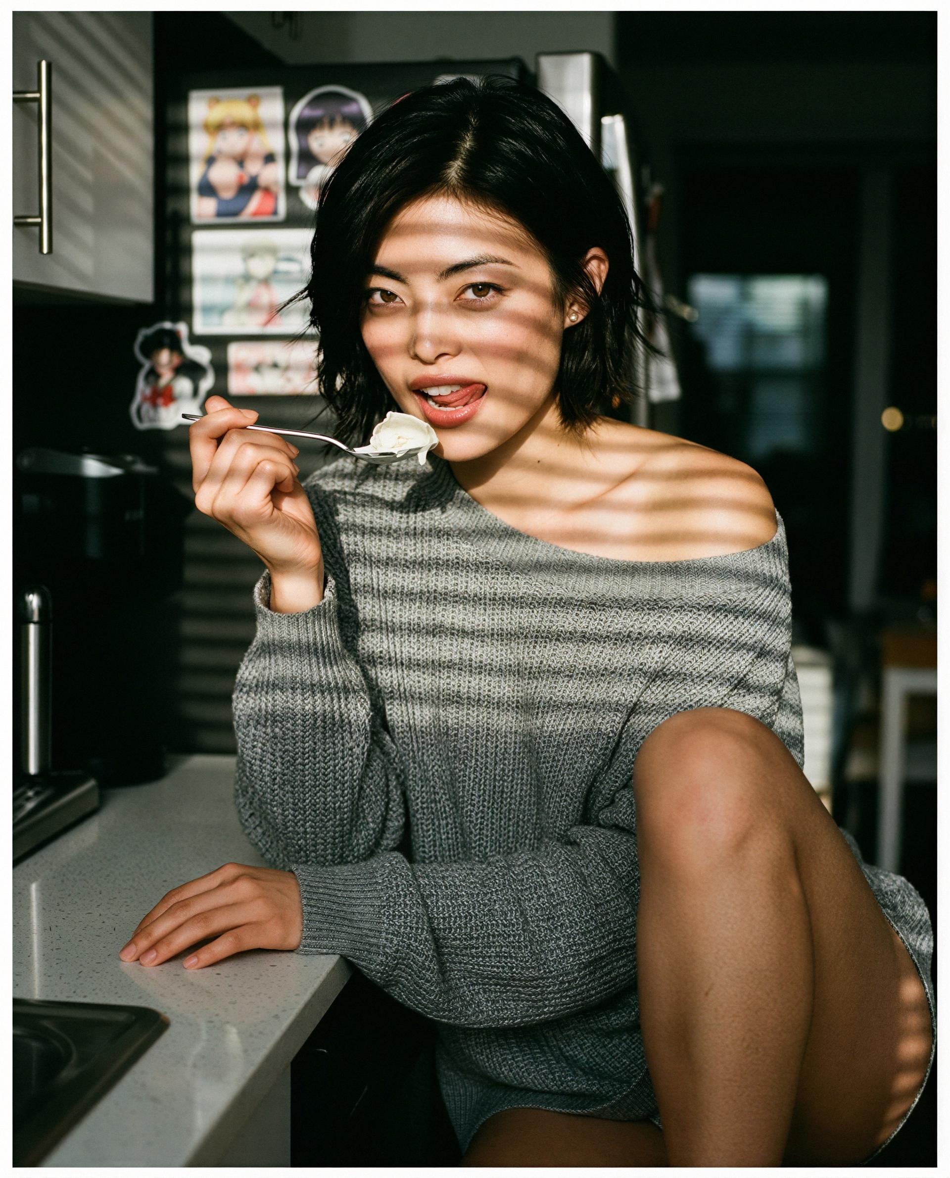 Shadows, sweater, and a spoon—unlock the secret I’m saving just for my favorite subscriber? 😘, by Roshni Karimov