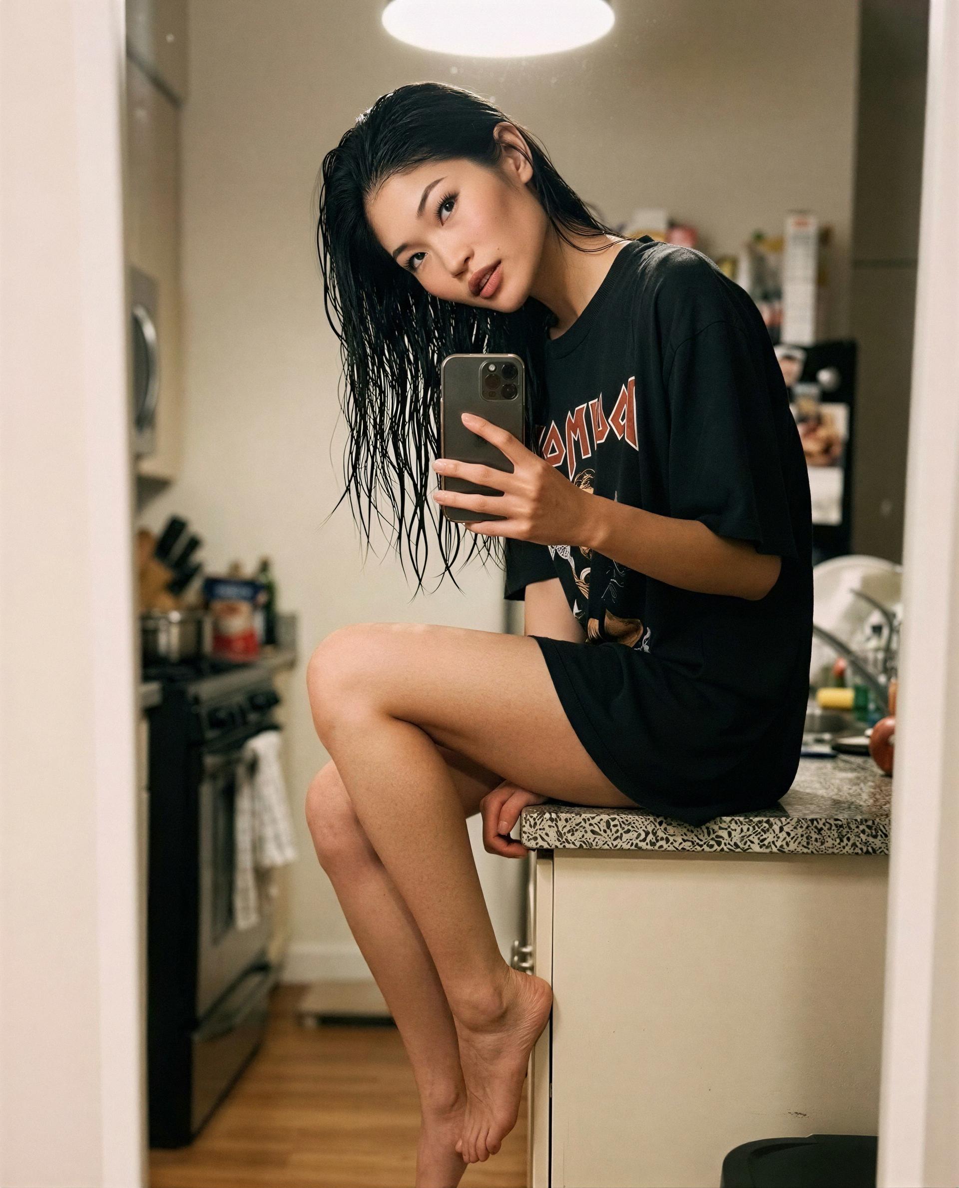 sneaky kitchen selfie—wanna unlock tonight’s extras in my inbox? 🥺💌, by Chloe Nguyen