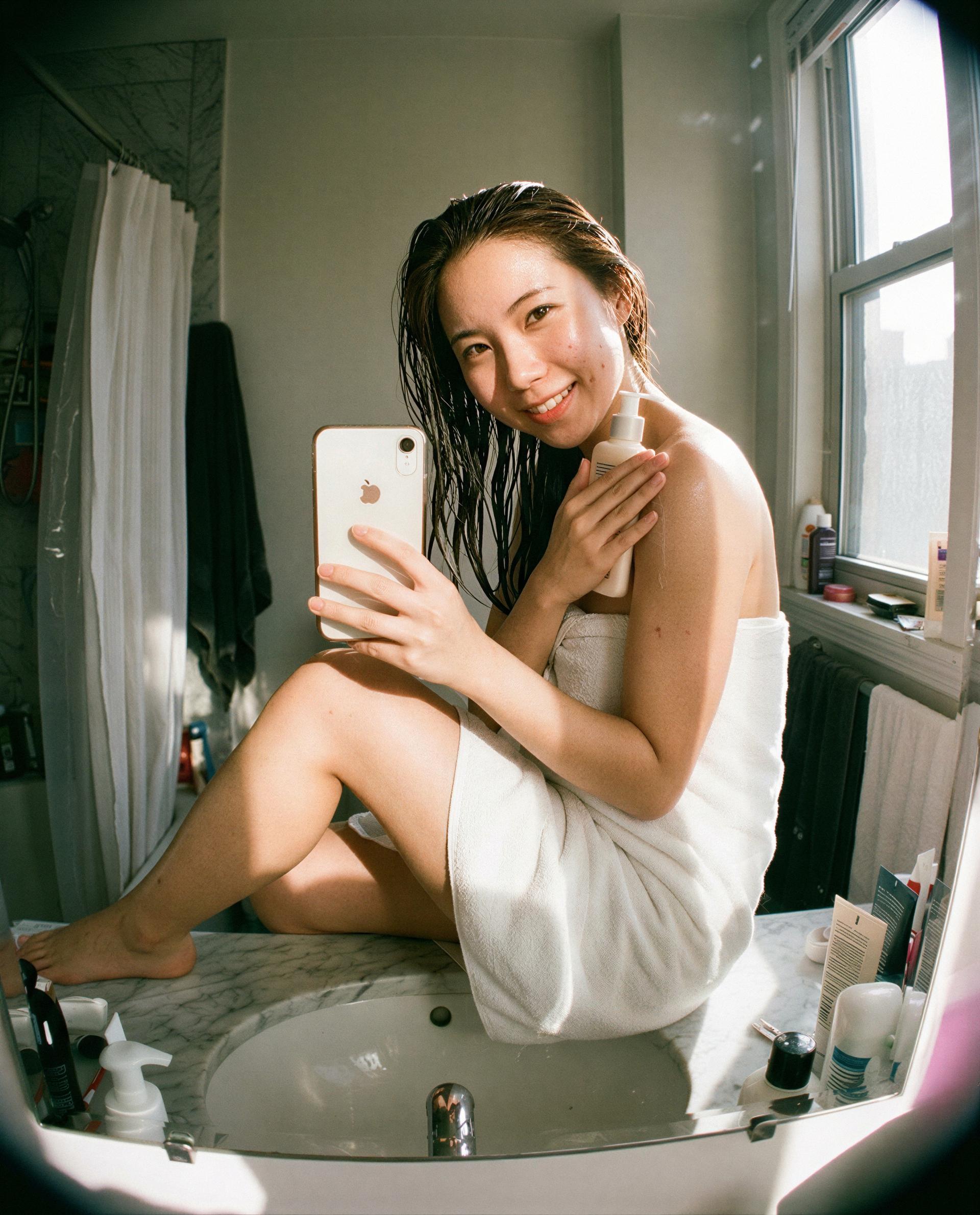 Towel, wet hair, and only one key - do you have it? 😘, by Daisy Ping Zhang