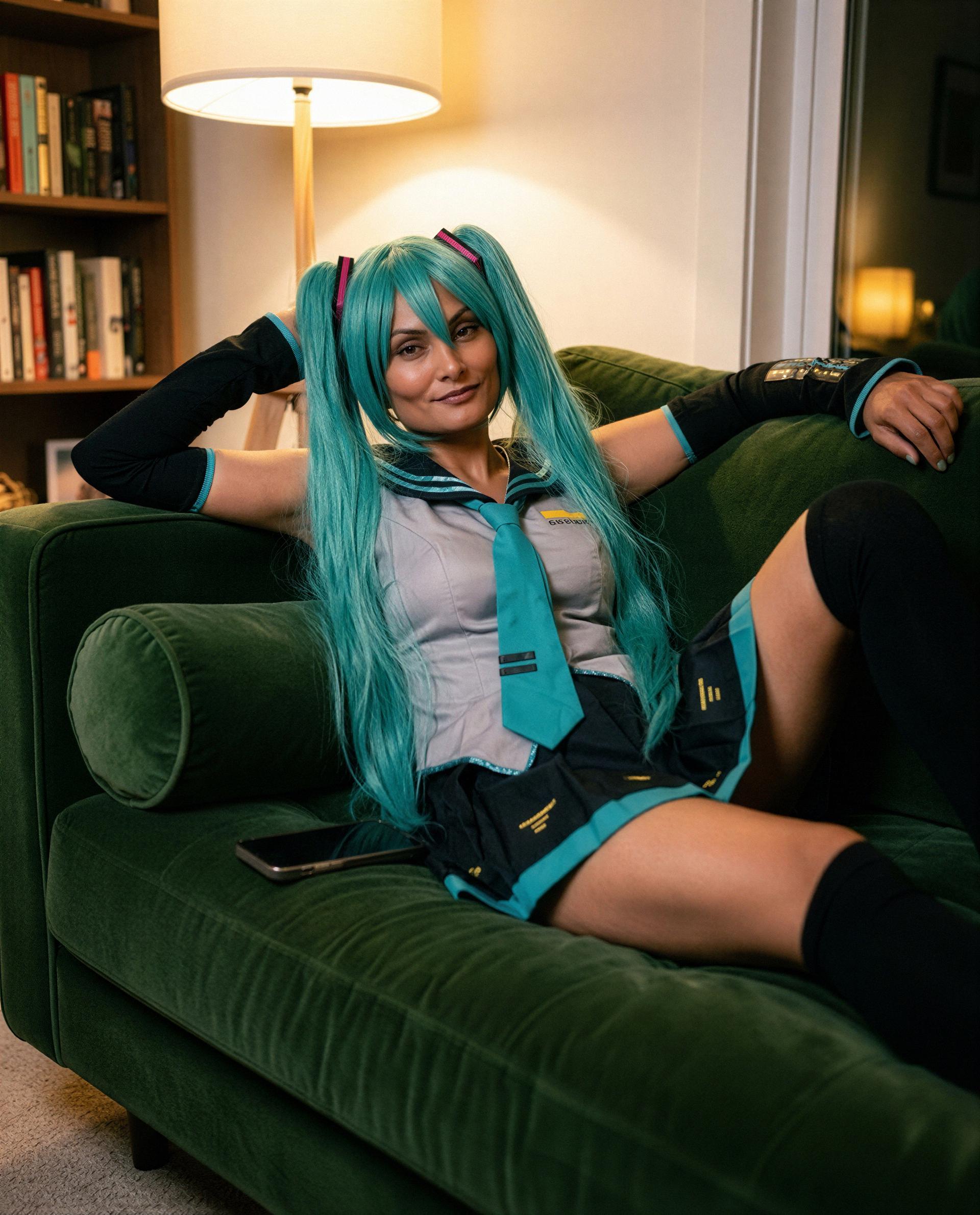 Teal hair, unruly plans - come closer and I’ll make this couch feel a lot more private, babe 😉💕, by Sita Ali