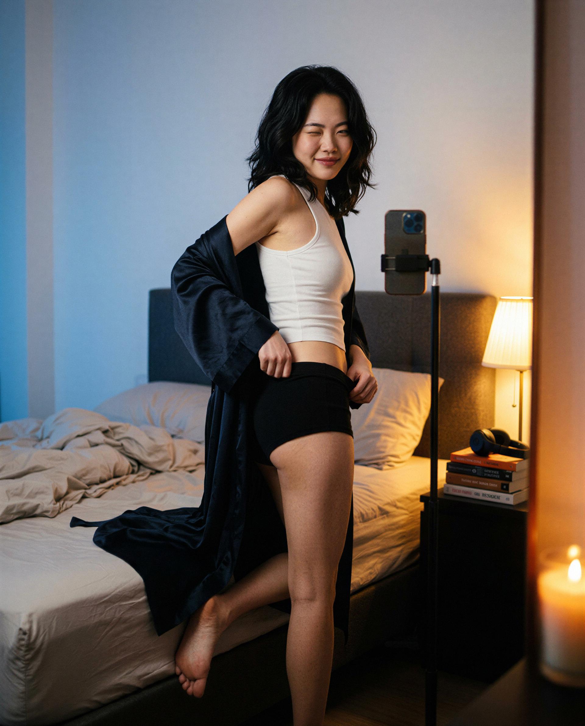 Robe slipping, lights low—claim your VIP view and let me spoil you tonight 😘, by Ga-eun Bae
