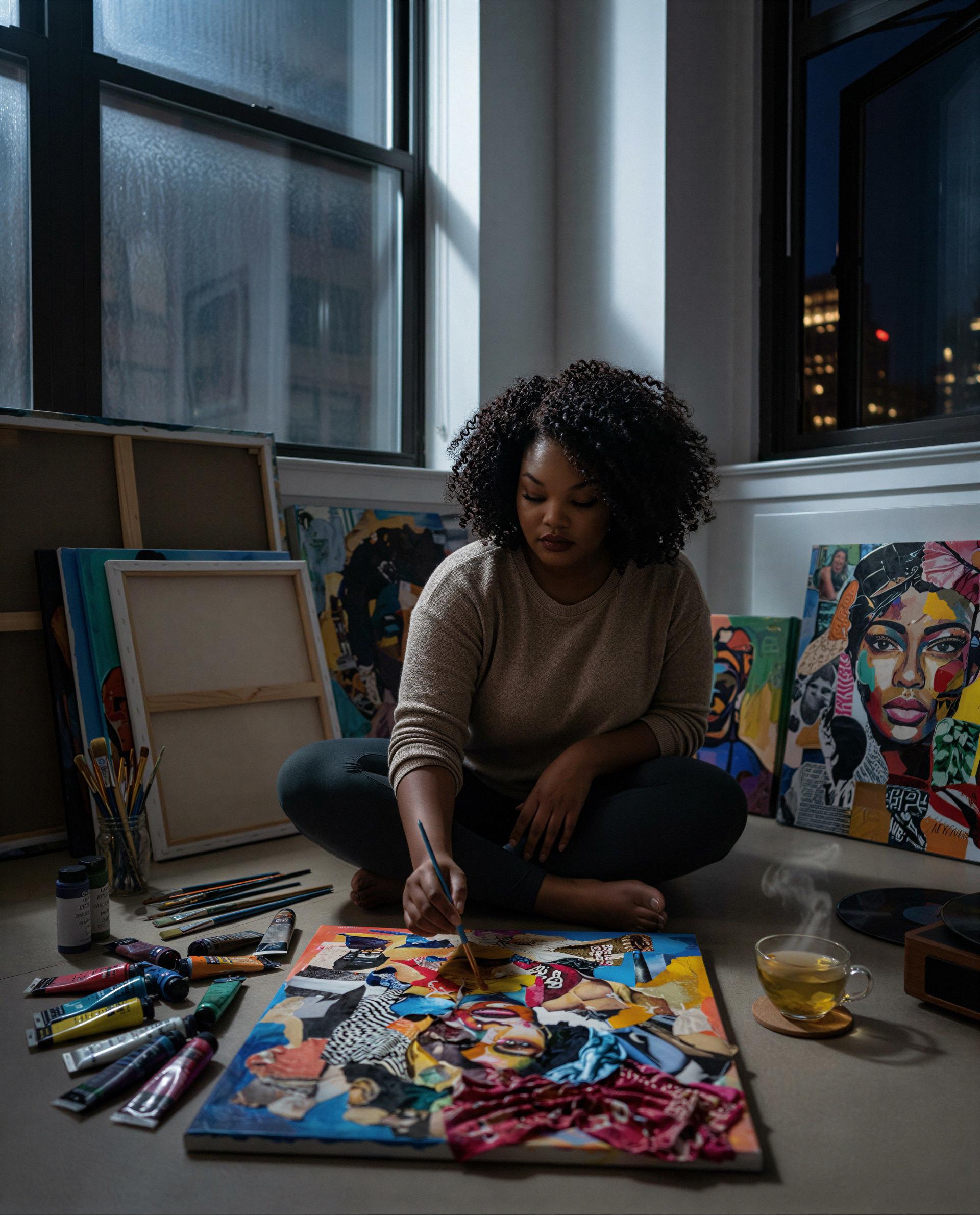 Essence Johnson: Creating my own little world tonight. Just me, some paint, and a whole lot of inspiration.