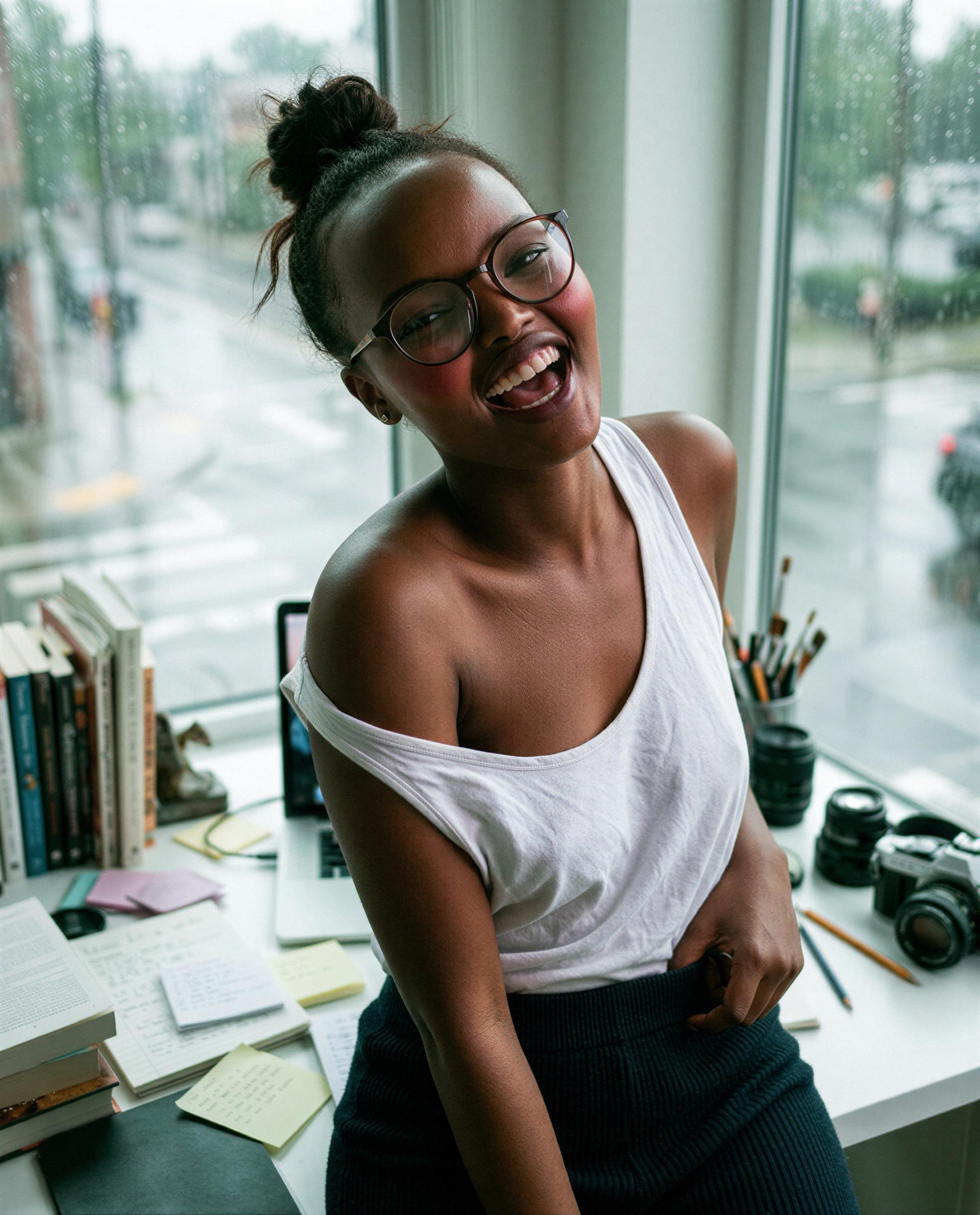 My top’s already slipping—wanna stick around and see what happens next? 😉, by Tchaba Cherif