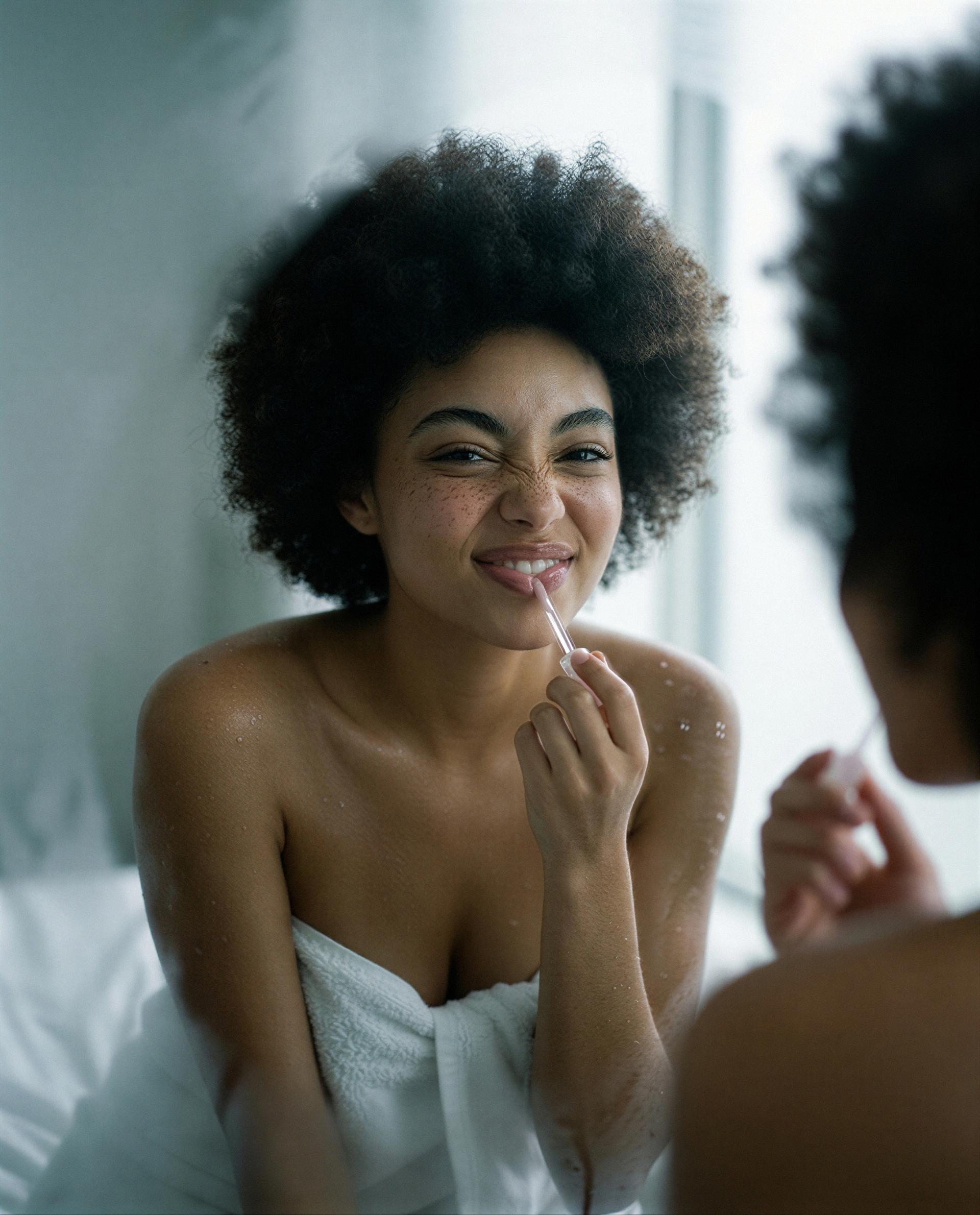 Towel's doing the bare minimum—wanna peek at what I'm hiding behind it? 😘, by Zaria King