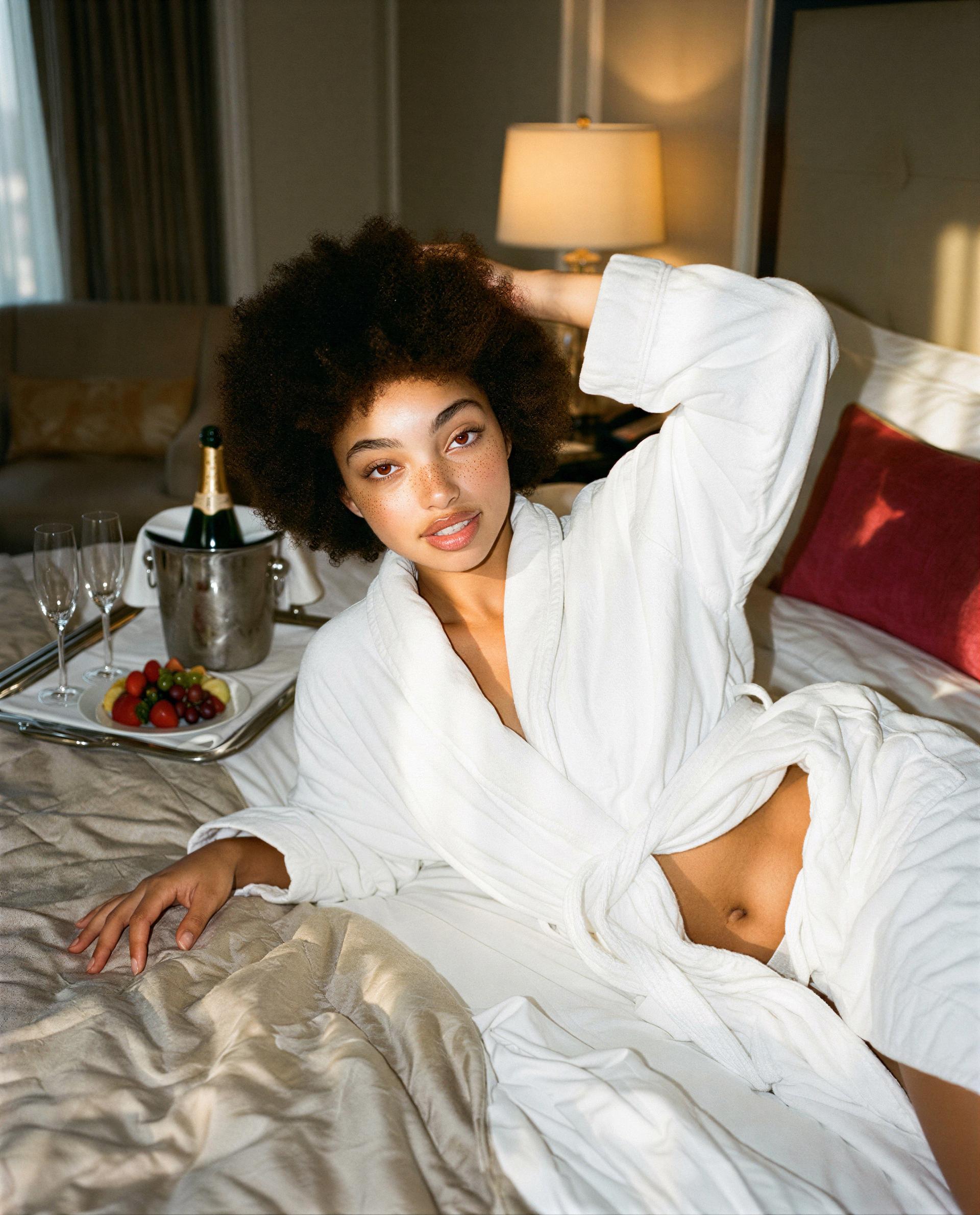 Zaria King: Just woke up like this, ready to toast to lazy days. 🍾✨