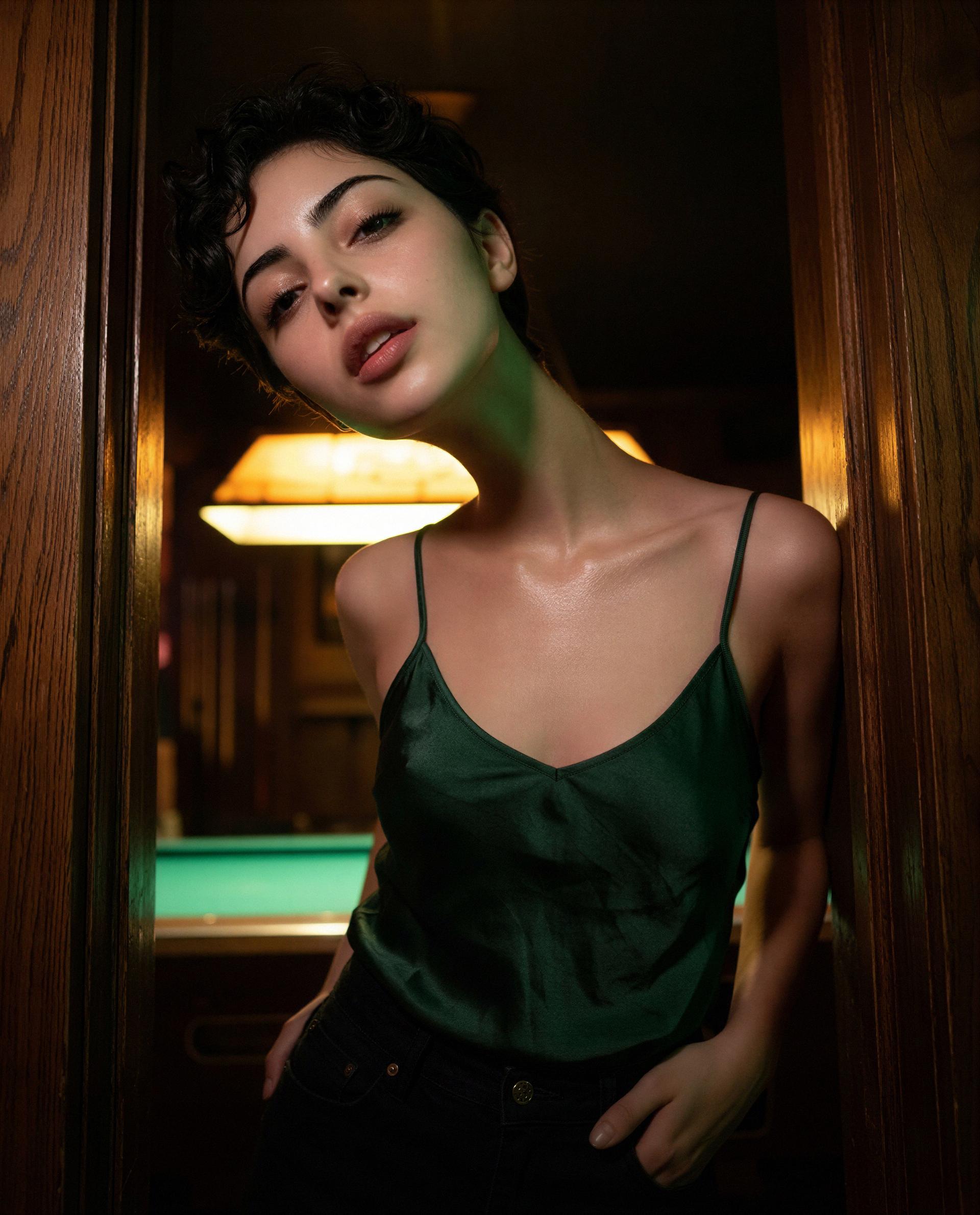 i'm leaning in, heart a little loud - be the one to see what happens after the lights go down? 🫣💚, by Talia Arman