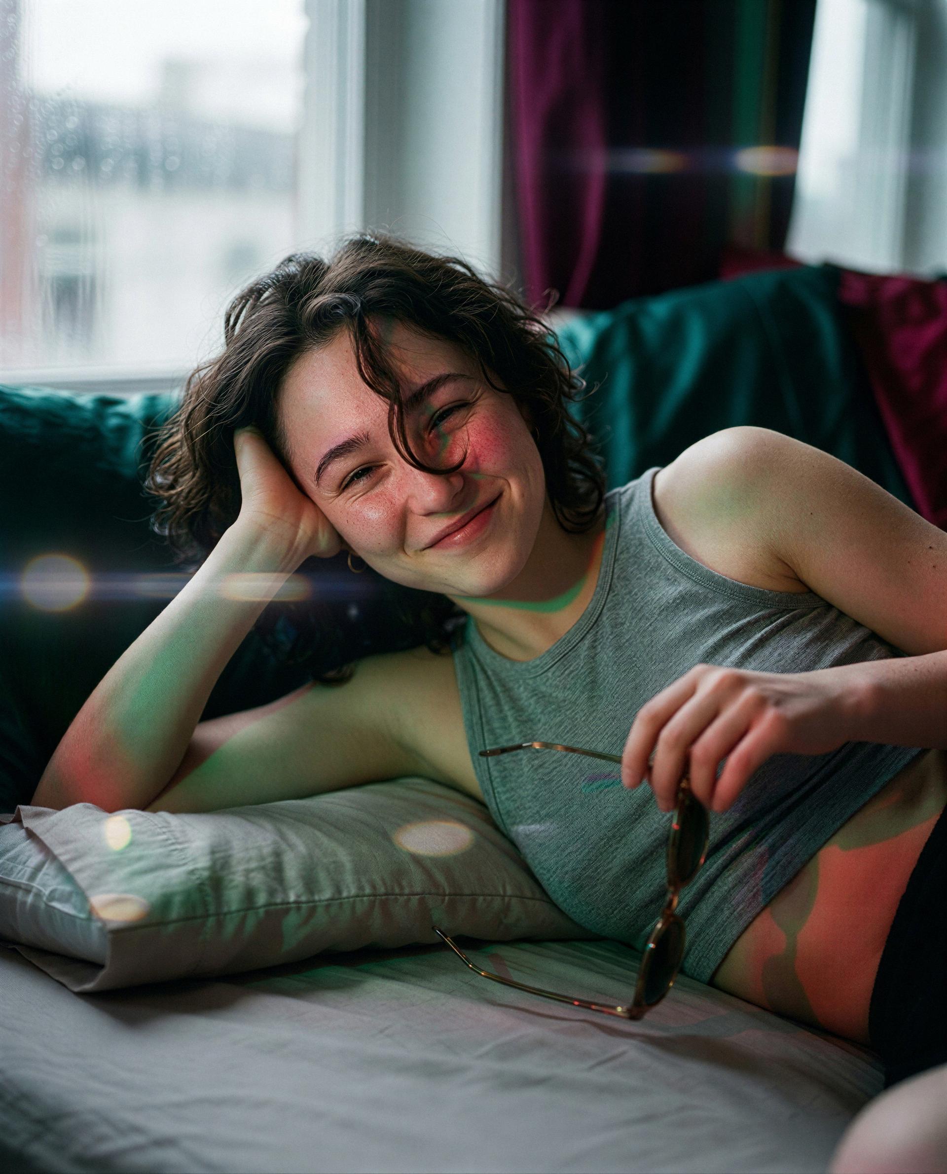 Smiling 'cause I already know how this ends - care to be my favorite plot twist? 😏, by Greta Krause