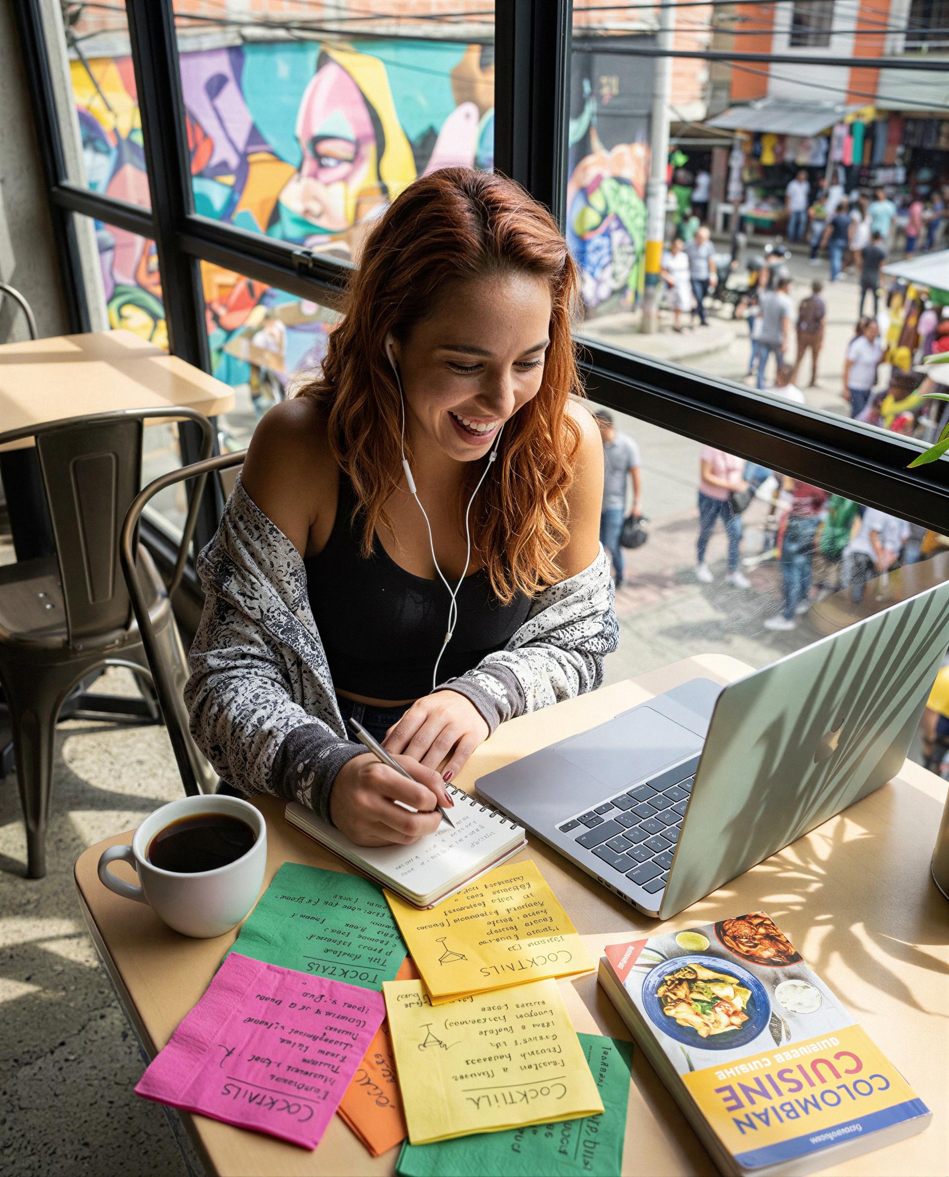 Andrea Muñoz: Just soaking in the vibe and letting creativity flow. Nothing beats a sunny café with good coffee and a dash of inspiration.