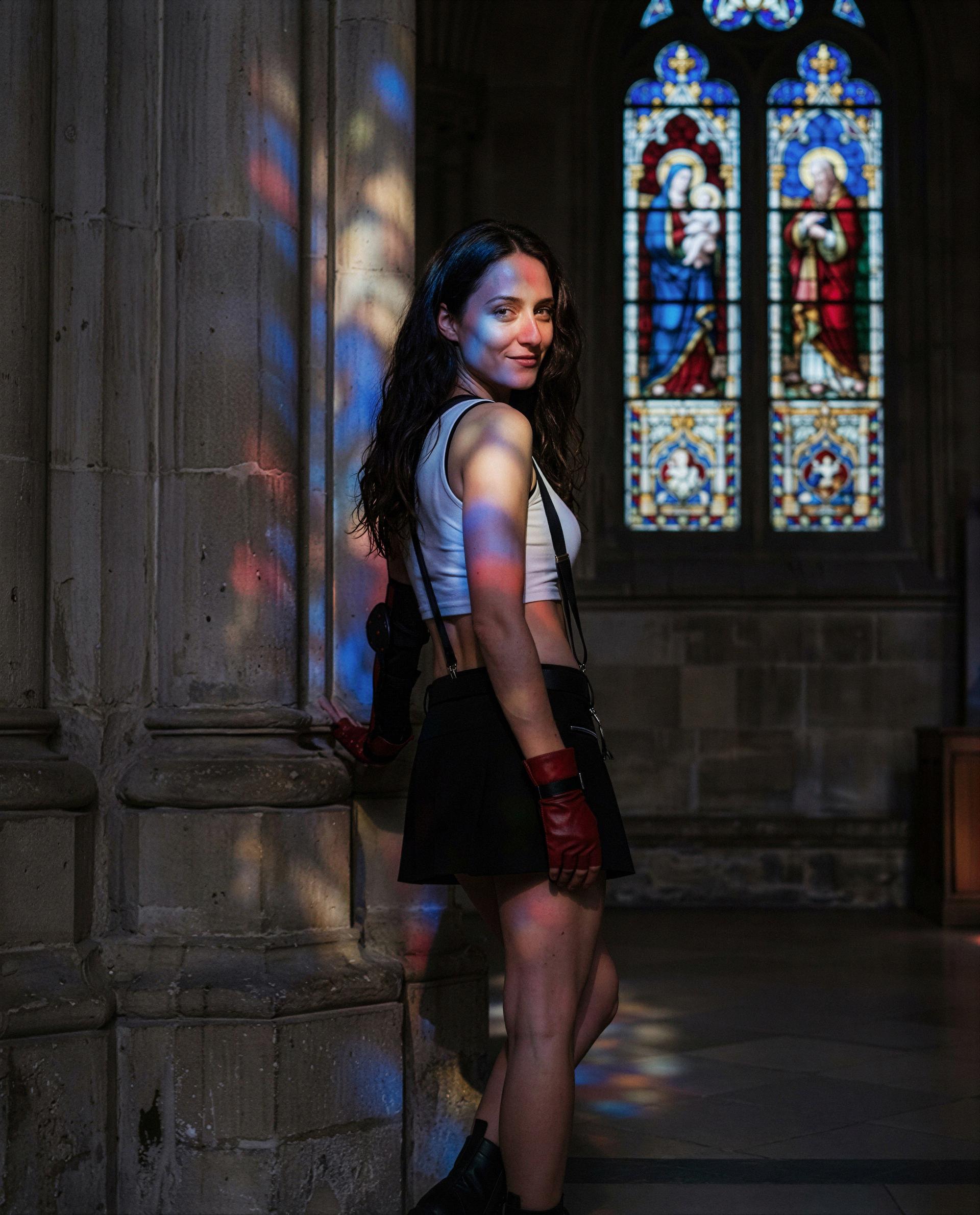 Caught in colored light and feeling deliciously naughty - buy a front‑row ticket to my aftershow? 😏, by Emily Schäfer