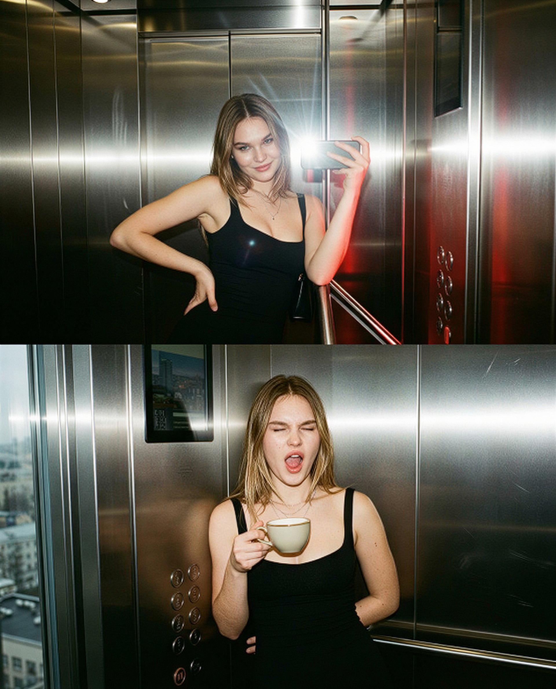 Elevator doors closing—wanna find out what happens when it's just you and me? 😘, by Maria Gerasimov